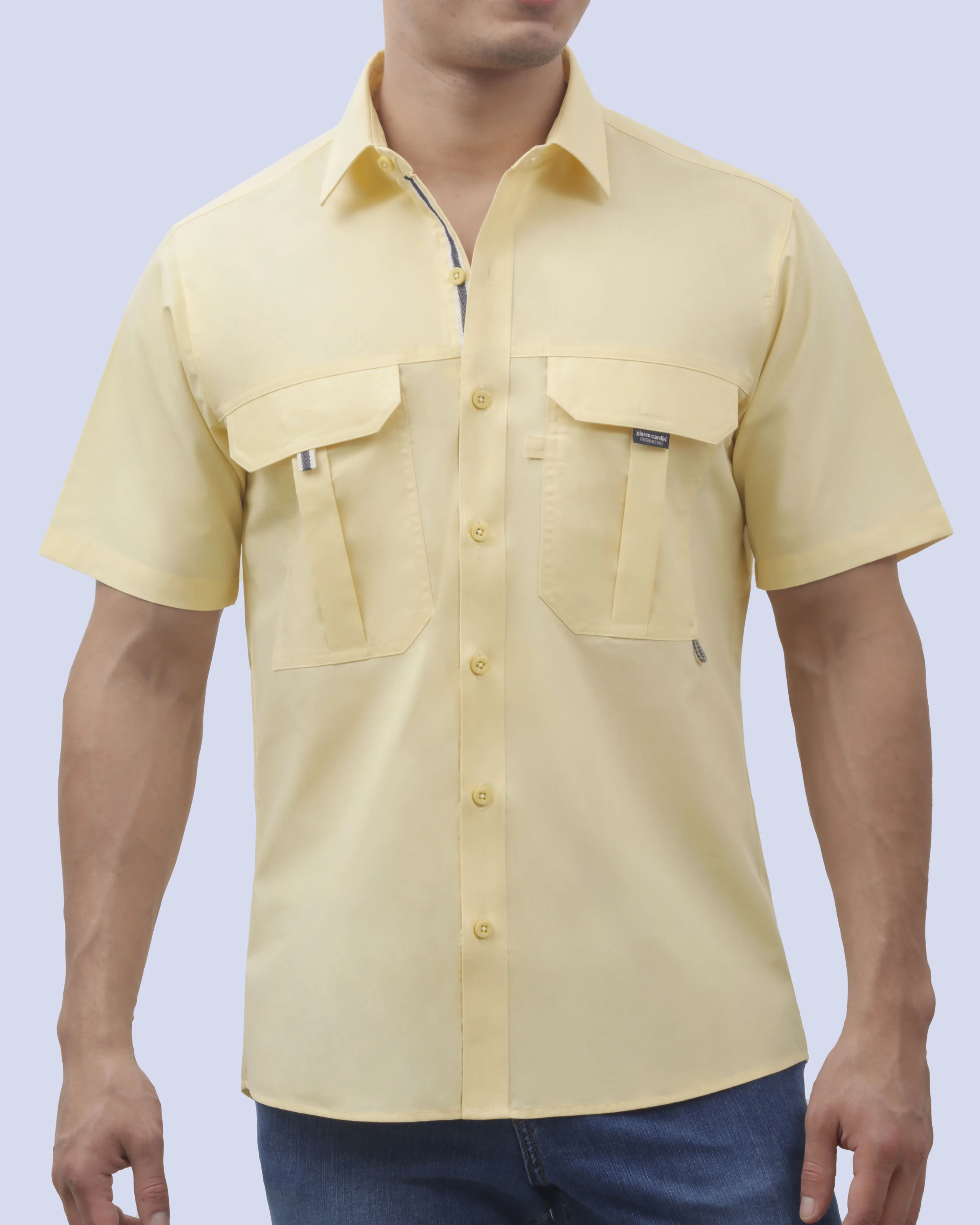 Camisa casual manga corta performance amarilla