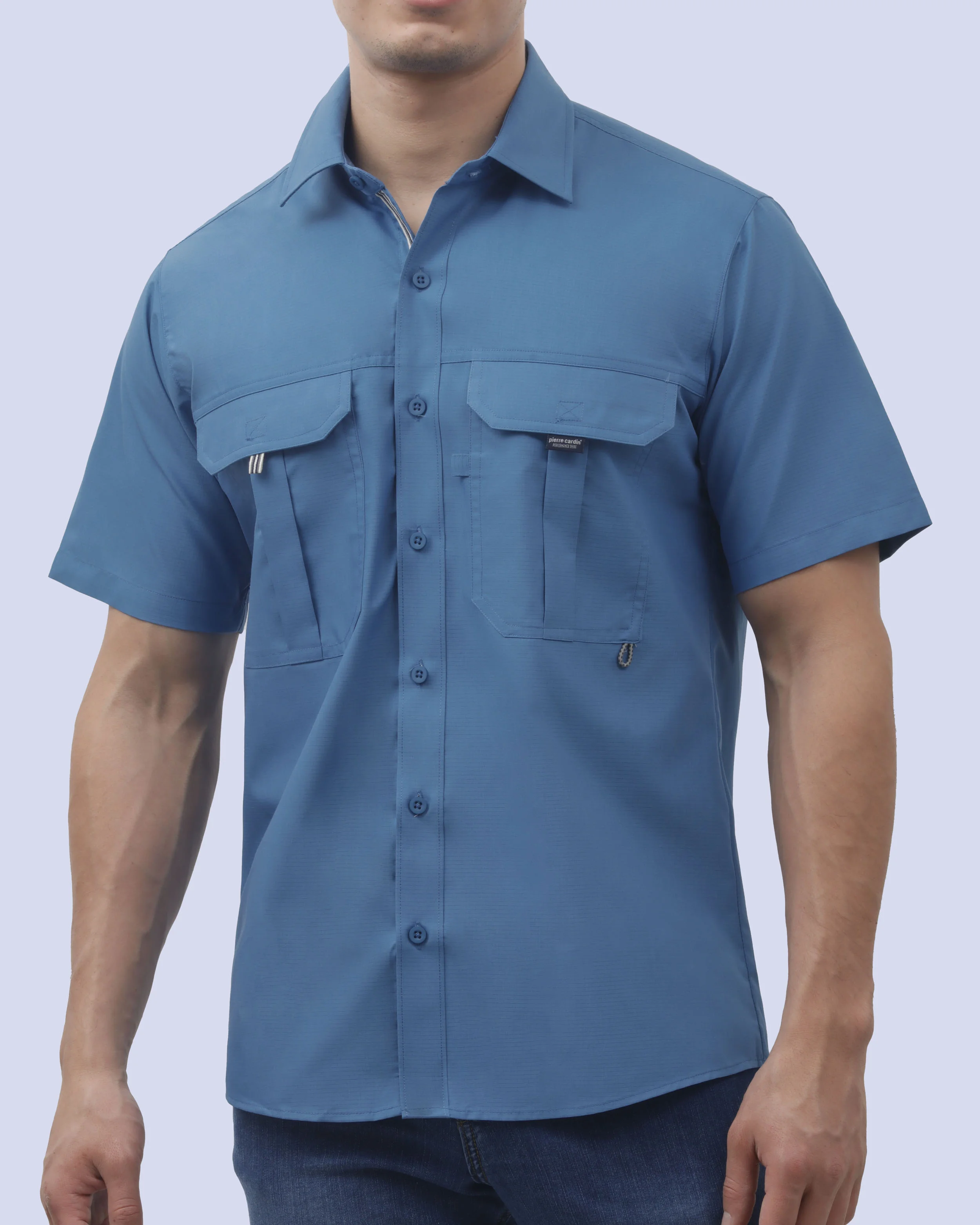 Camisa casual performance manga corta azul