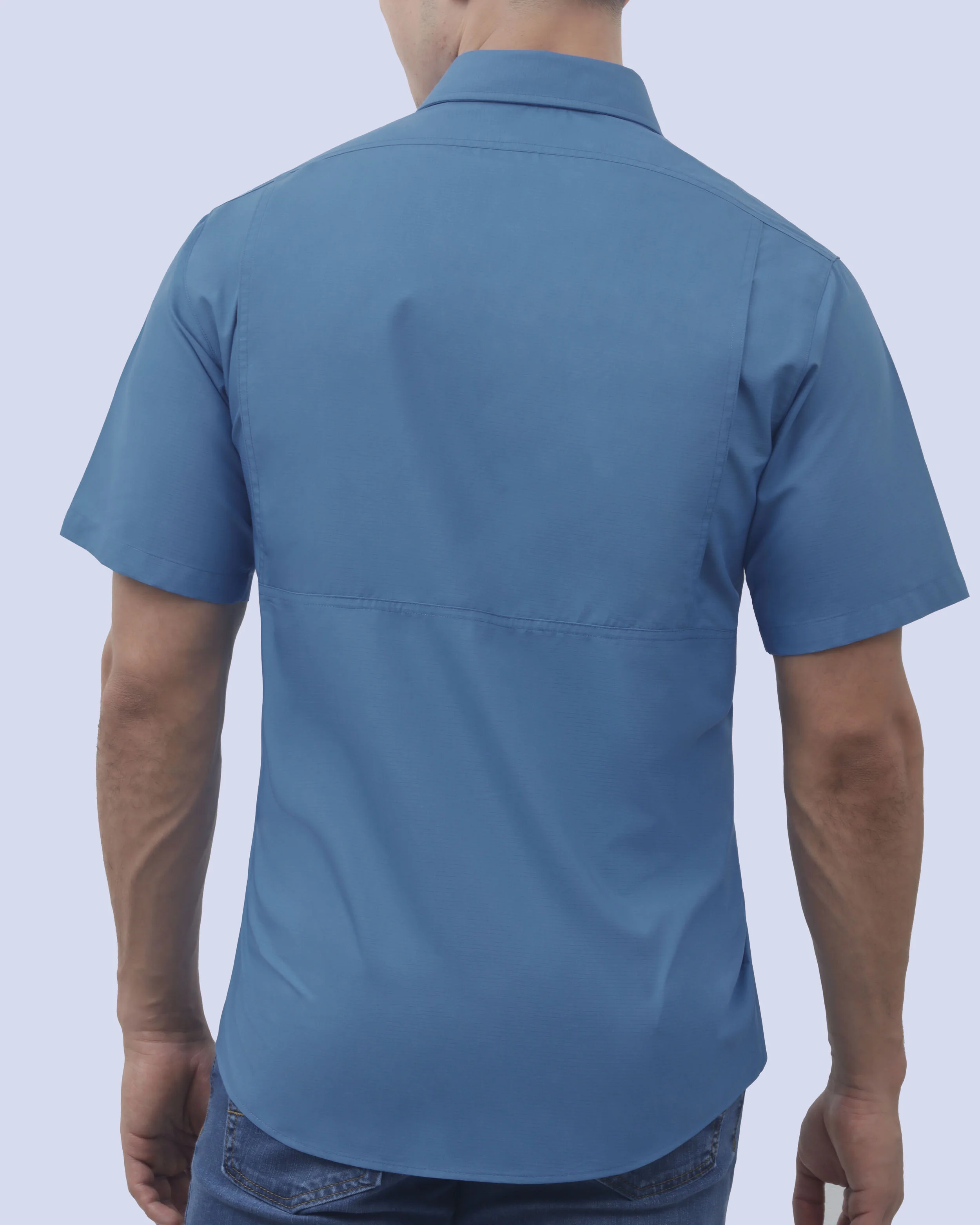 Camisa casual performance manga corta azul