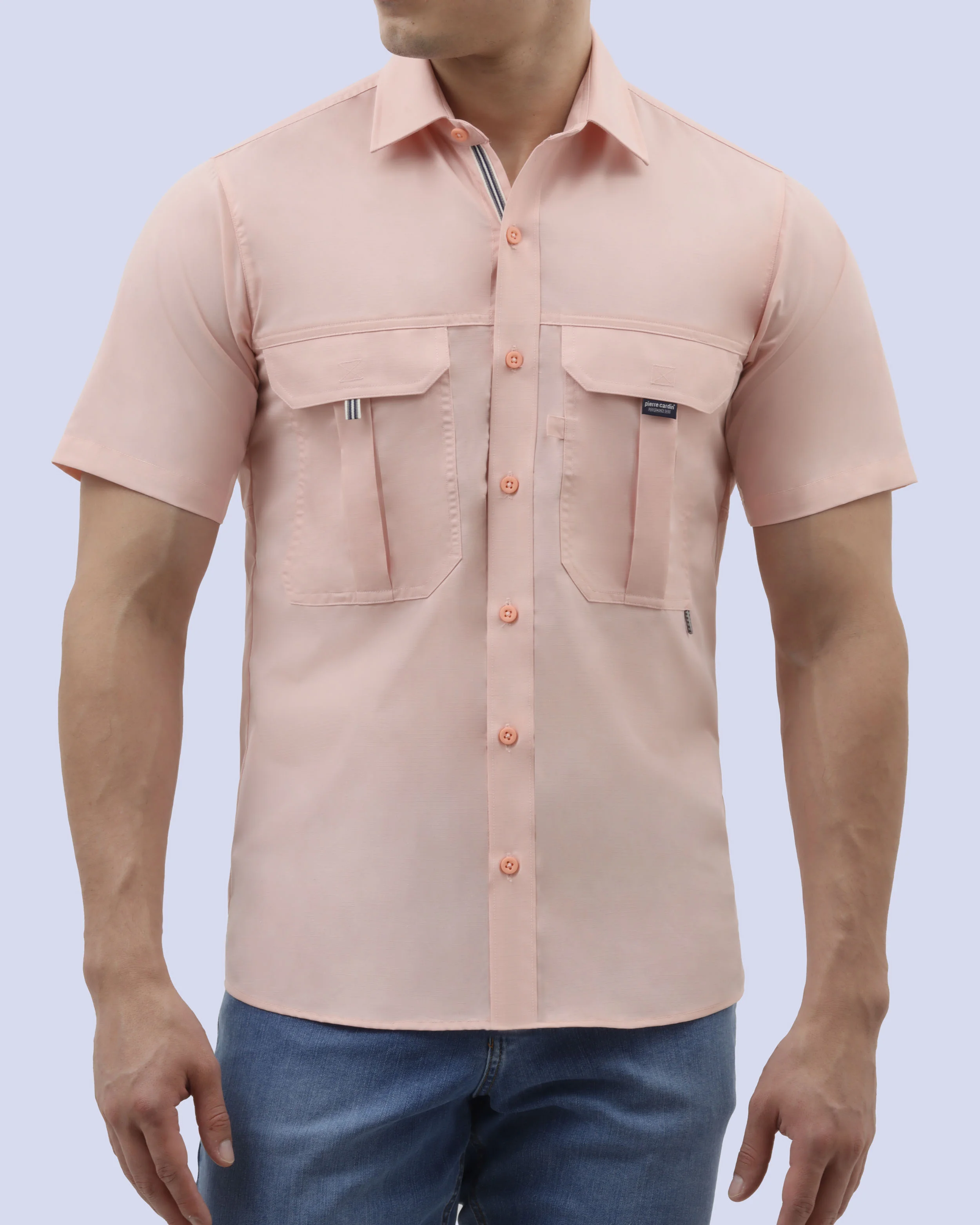 Camisa casual manga corta performance rosada