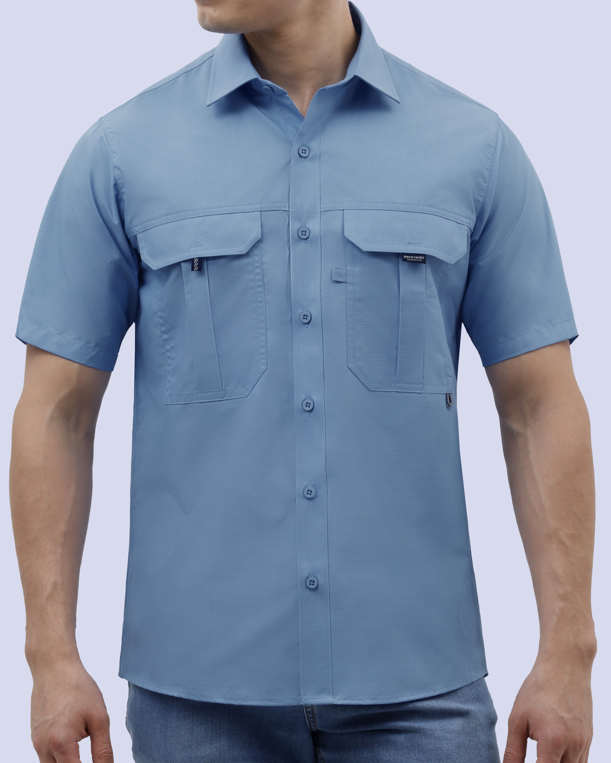 Camisa casual manga corta performance azul