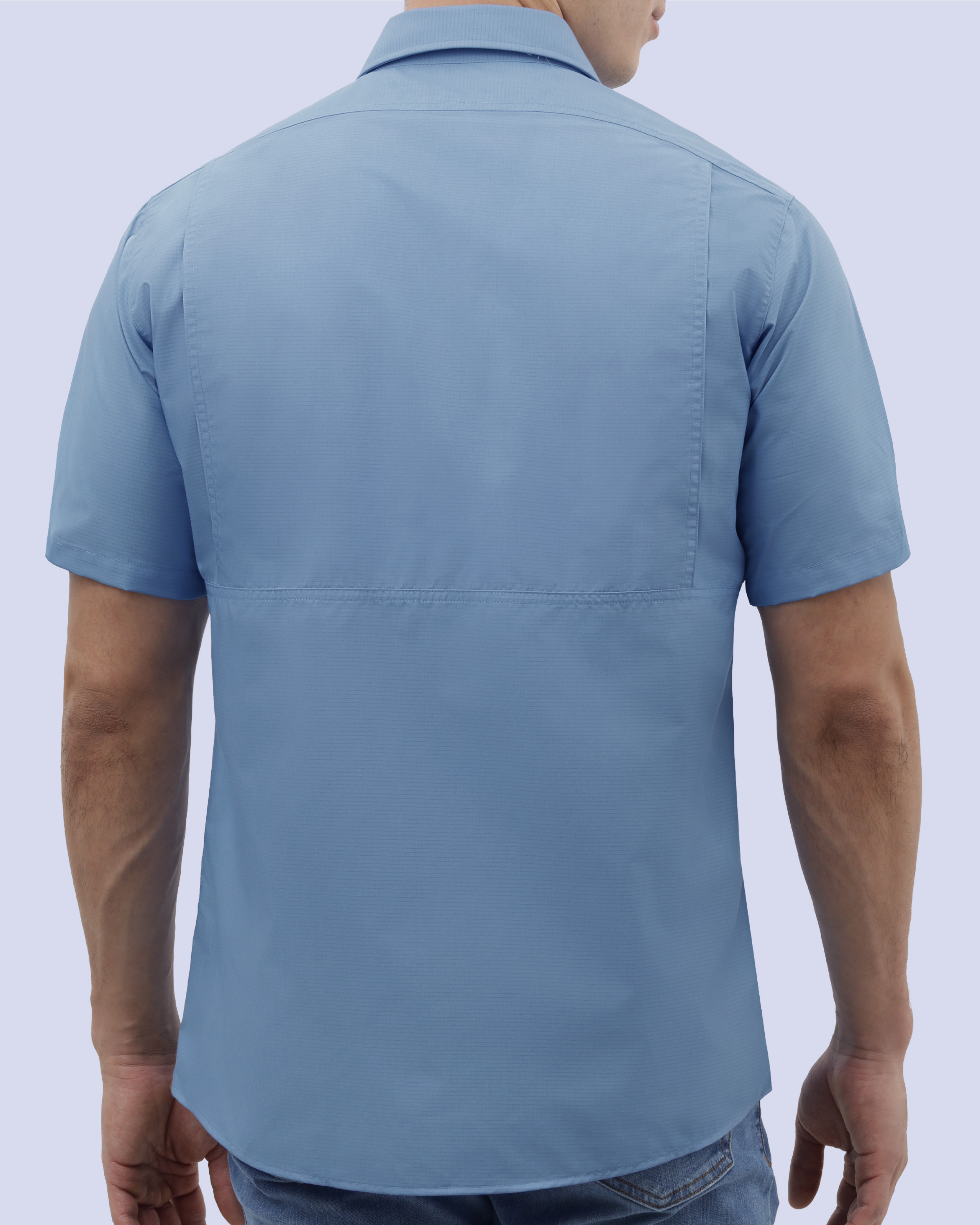 Camisa casual manga corta performance azul