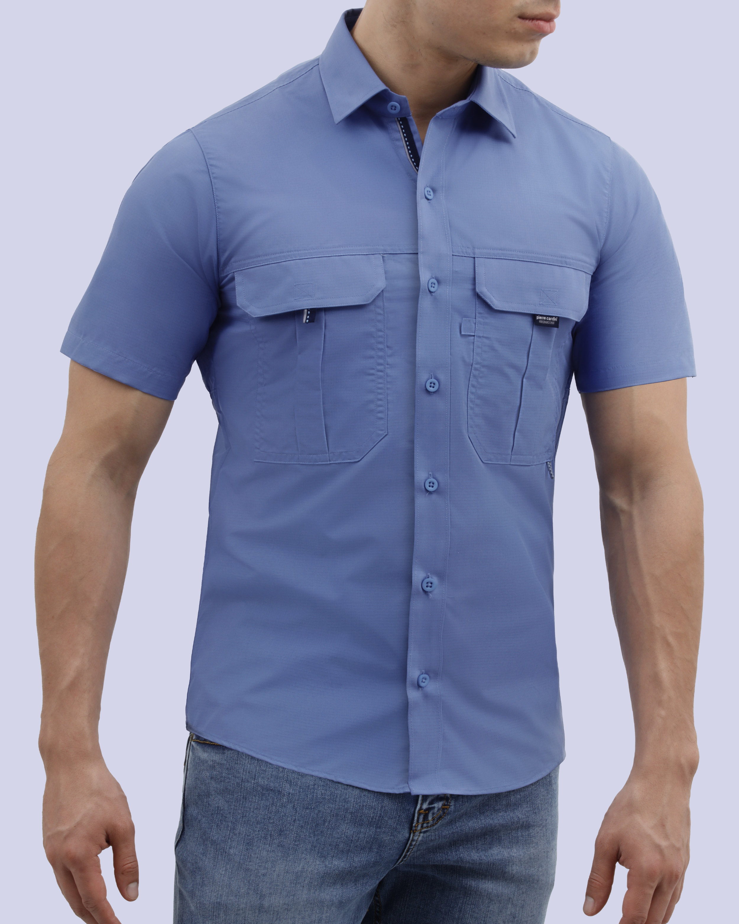 Camisa casual performance manga corta celeste