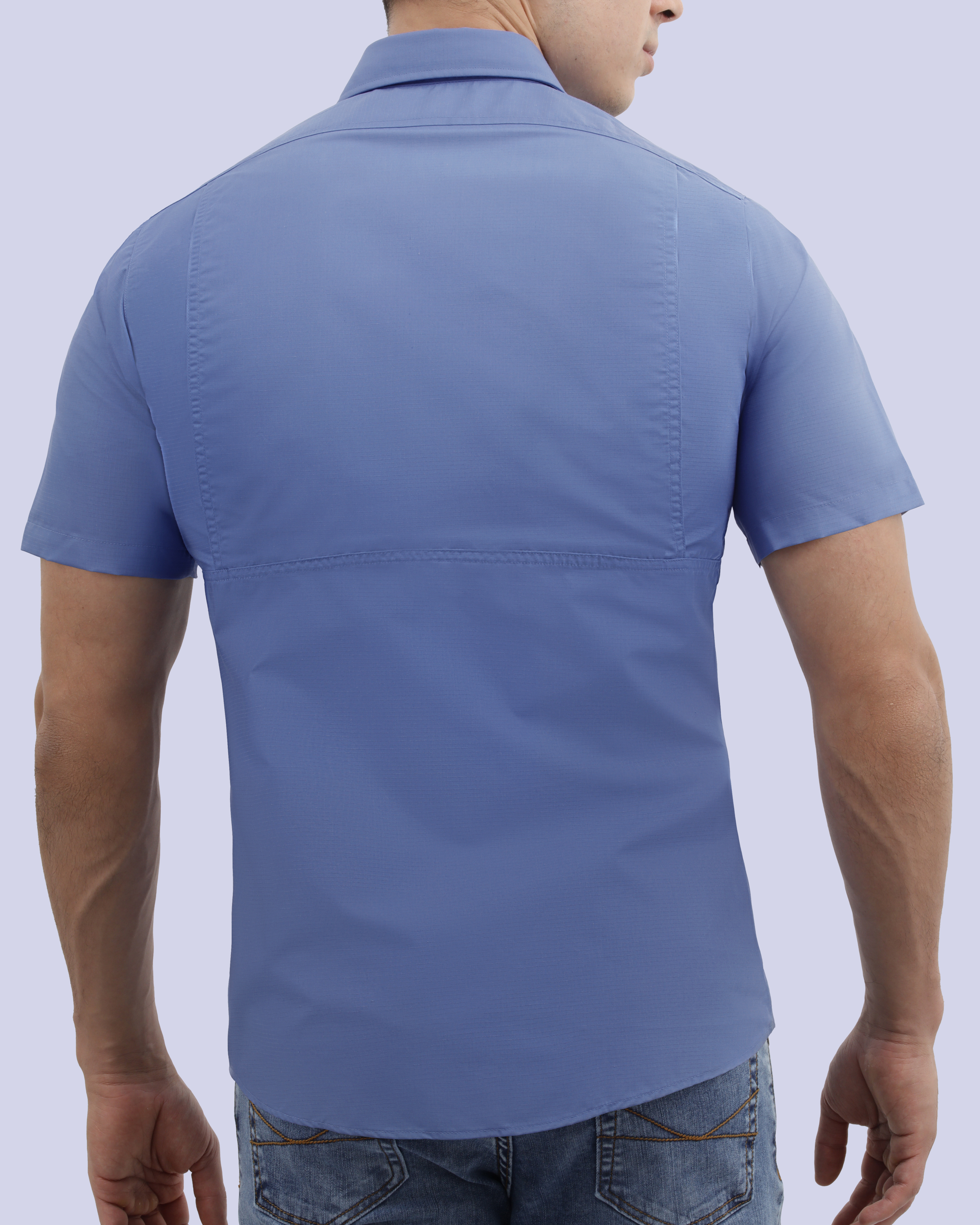 Camisa casual performance manga corta celeste