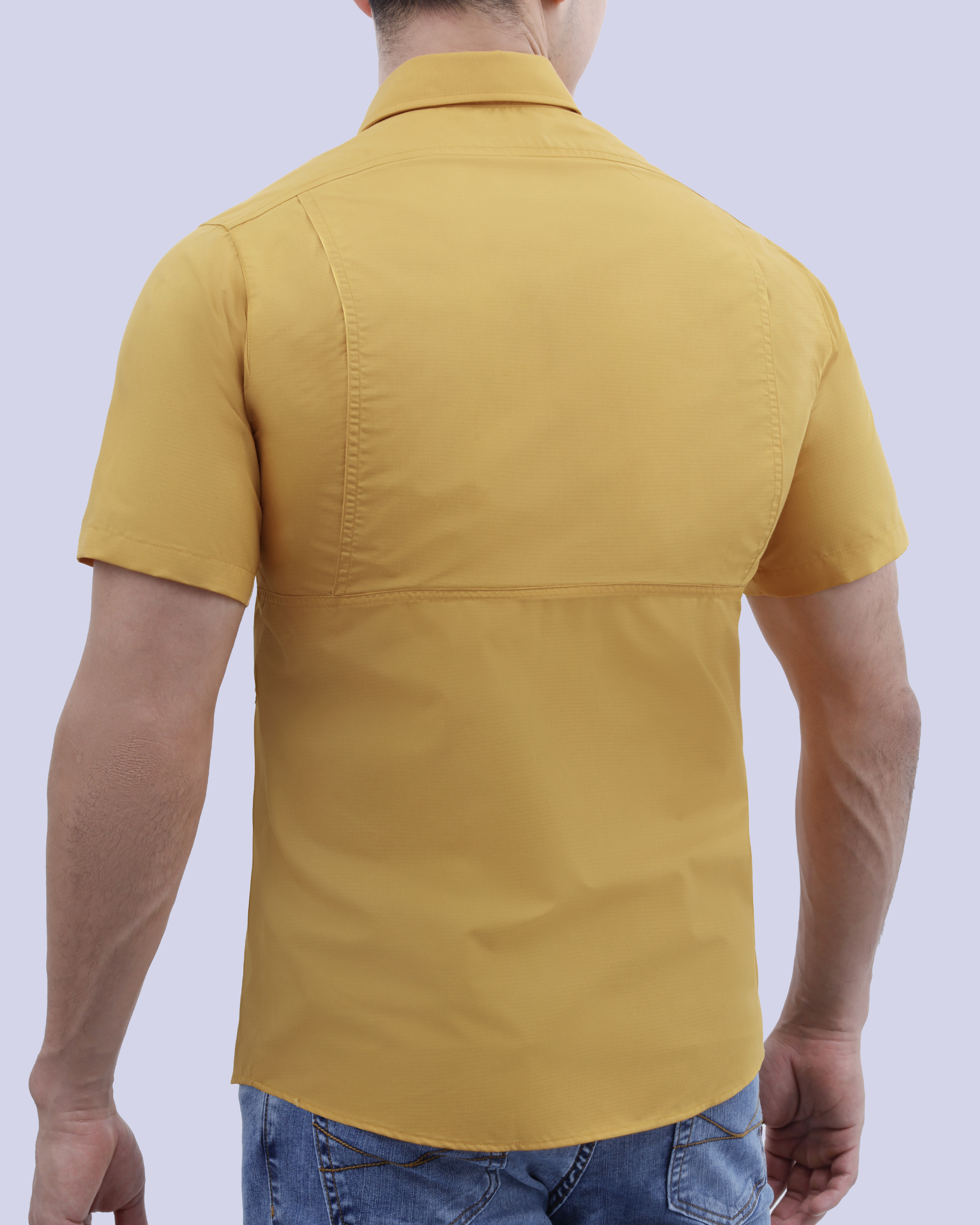 Camisa casual performance manga corta amarilla