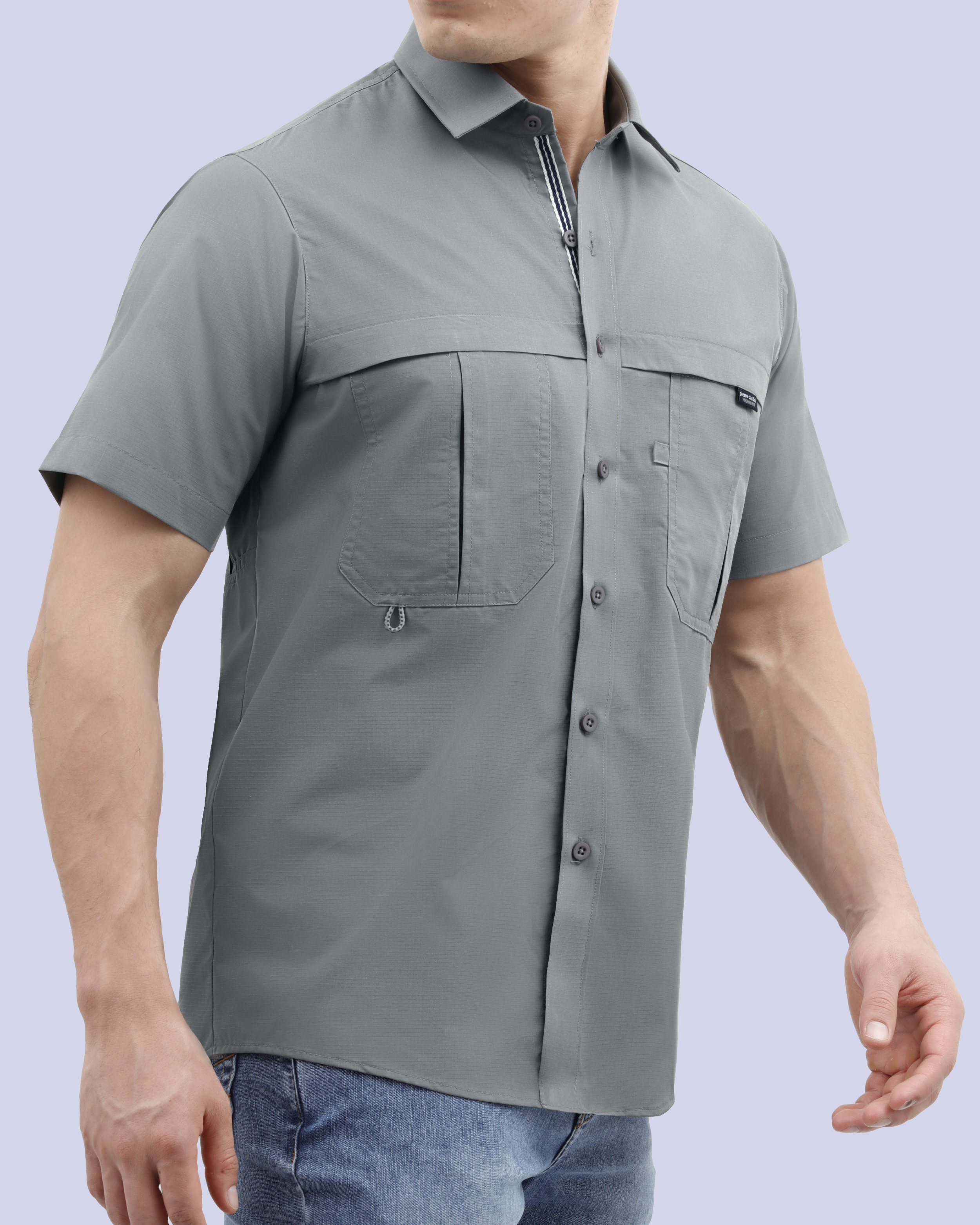 Camisa casual performance manga corta gris