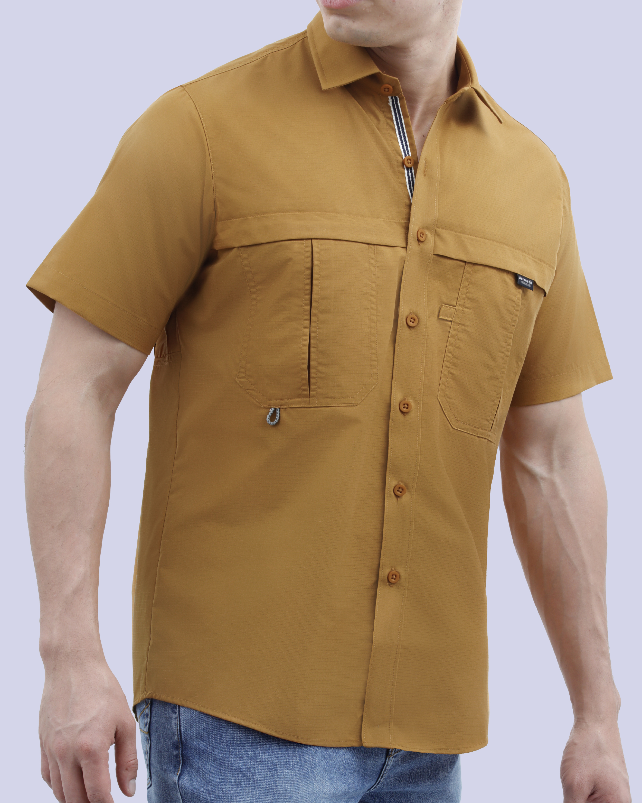 Camisa casual performance manga corta amarilla