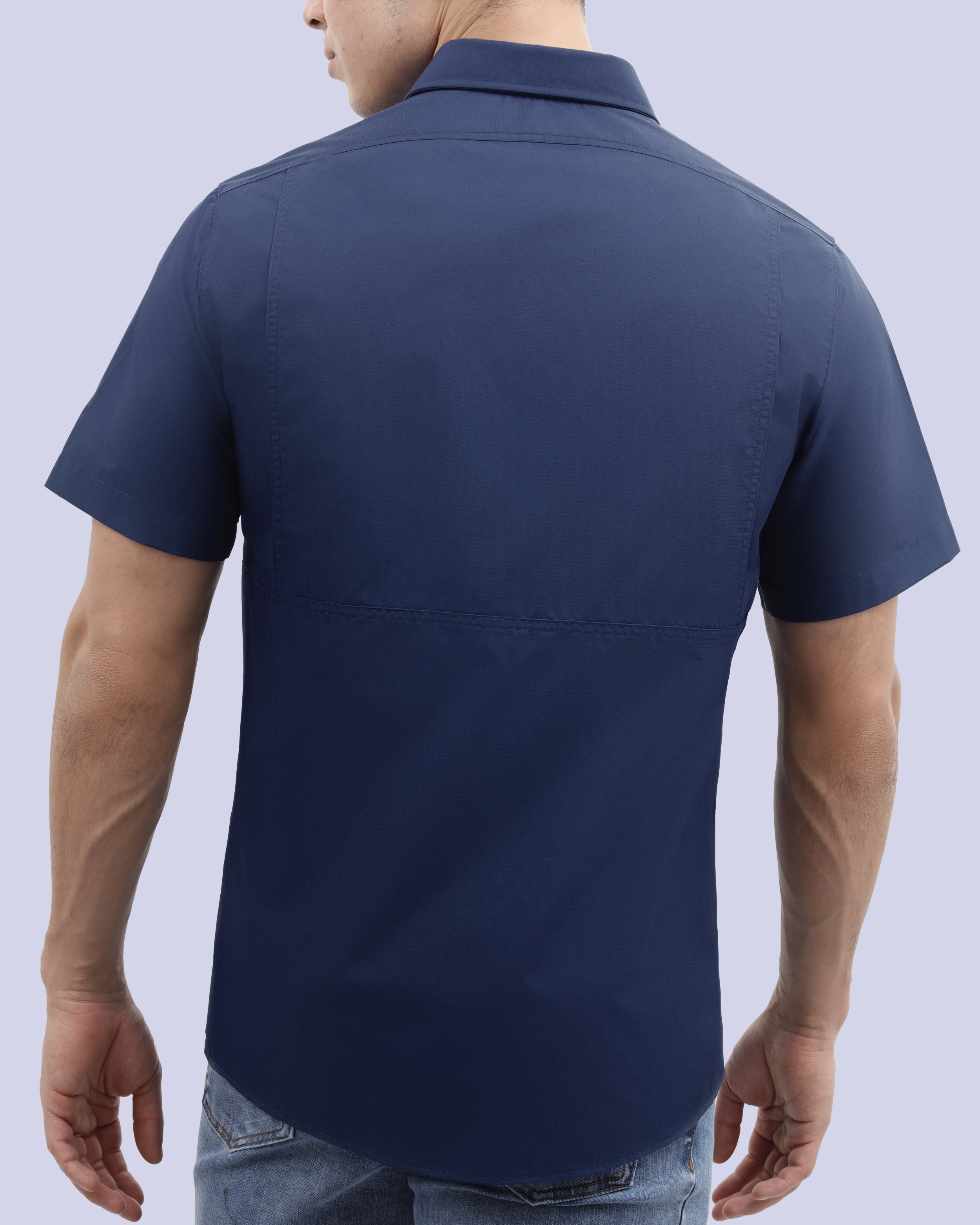 Camisa casual performance manga corta azul
