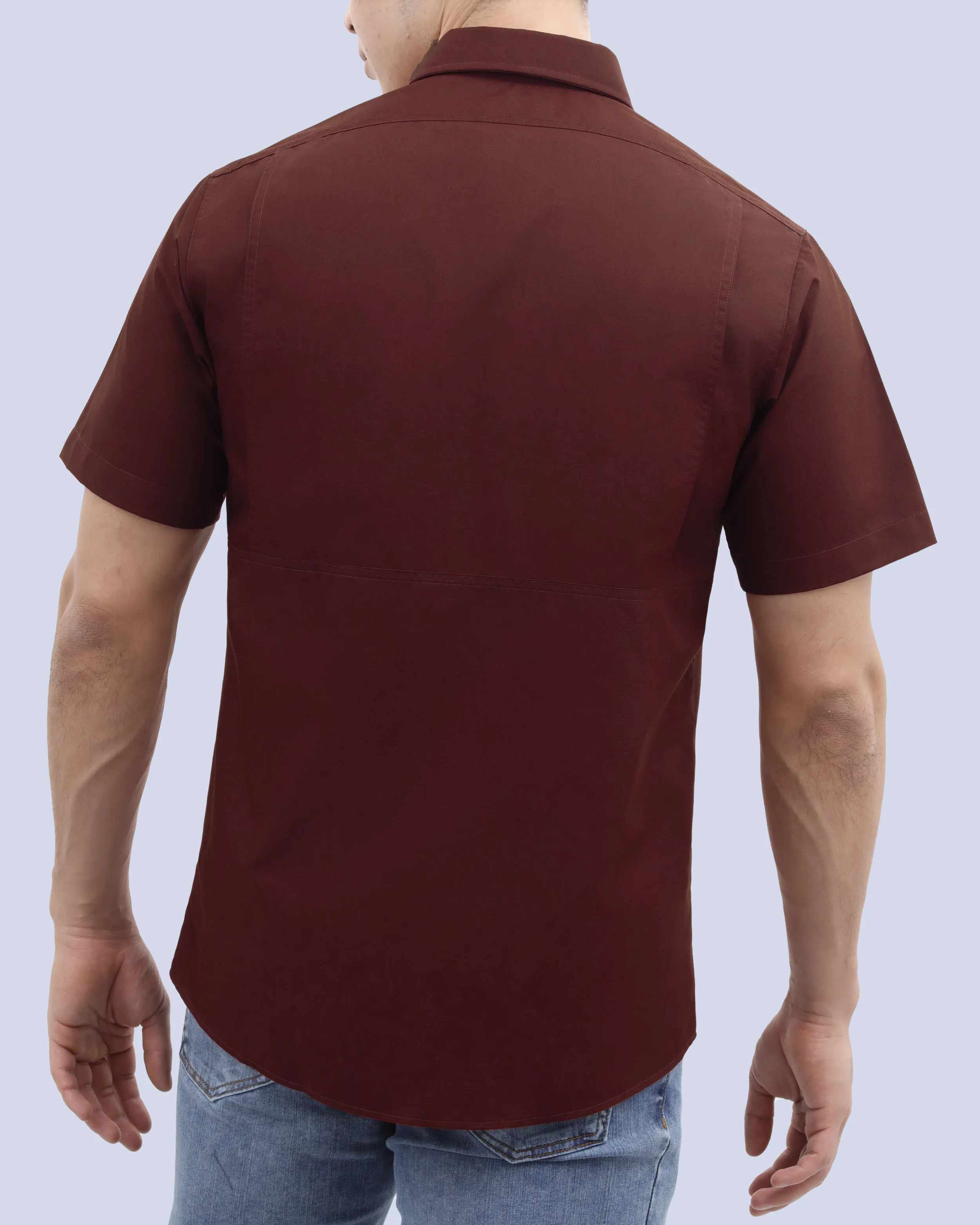Camisa casual performance manga corta vino