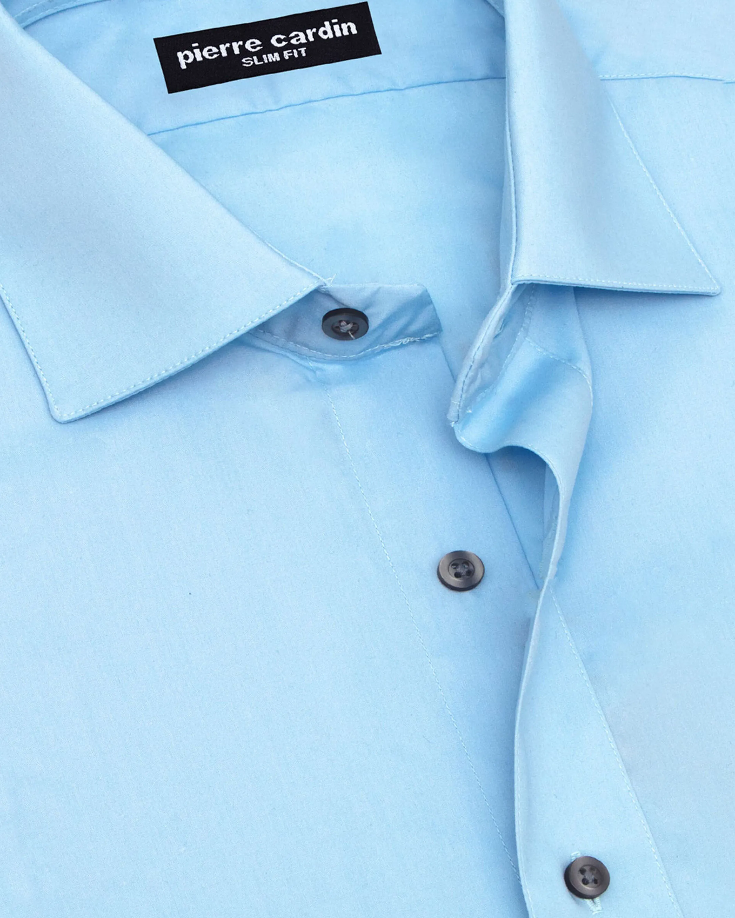 Camisa de vestir stretch celeste manga larga slim fit