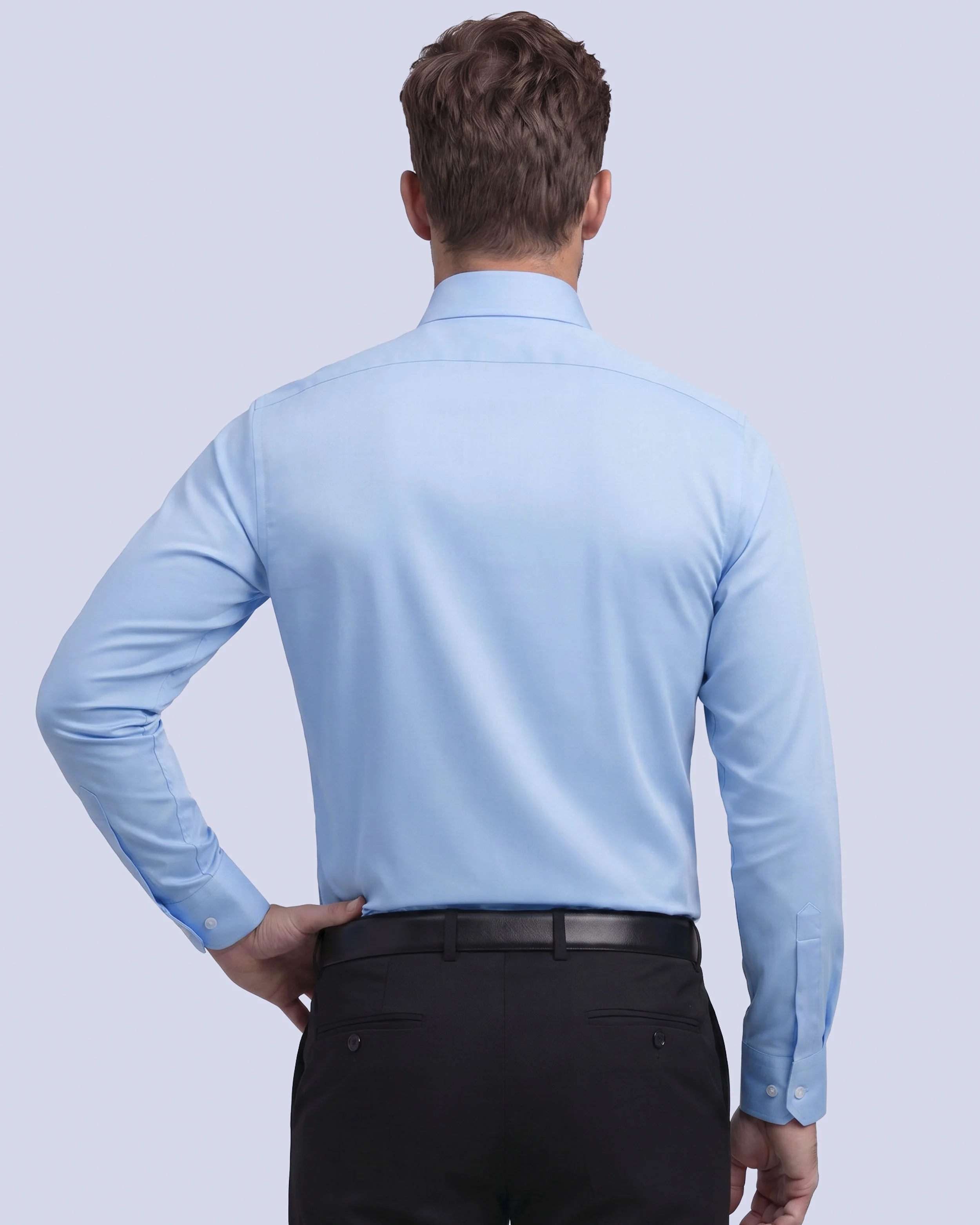 Camisa de vestir slim fit celeste total comfort premium bambú stretch