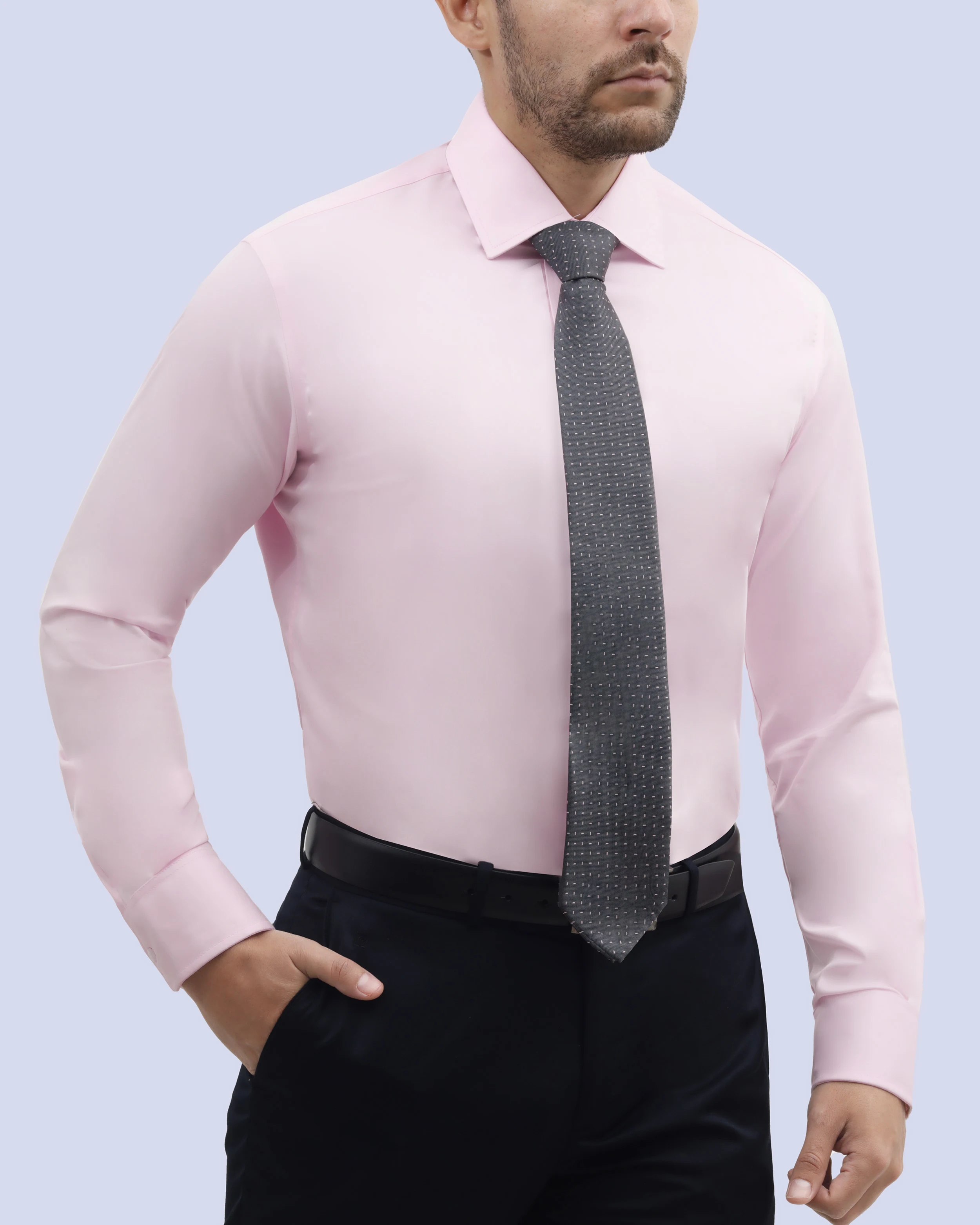 Camisa de vestir slim fit rosada total comfort premium bambú stretch