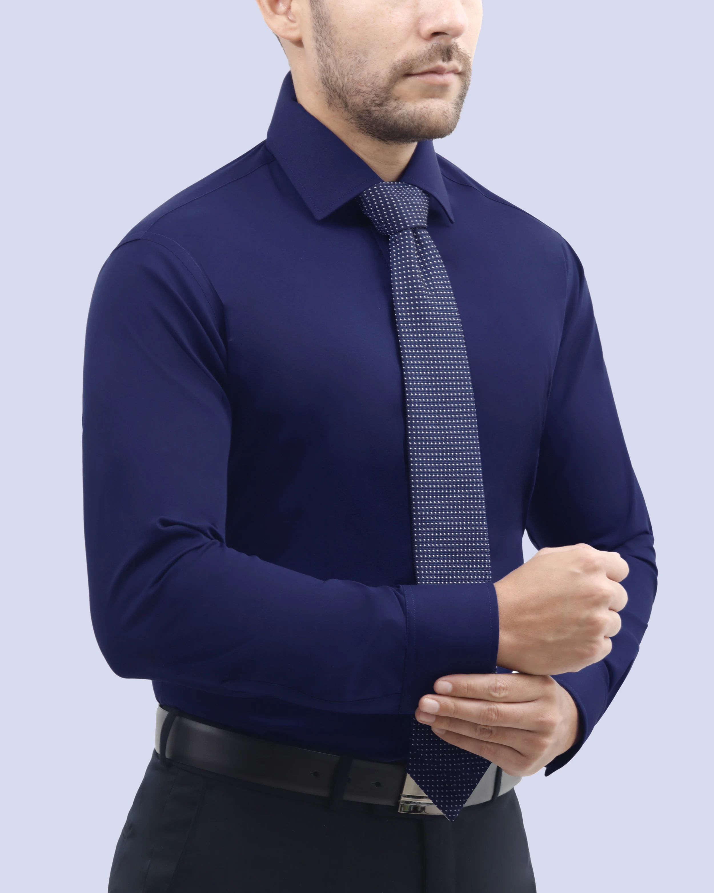Camisa de vestir slim fit azul navy total comfort bambú stretch
