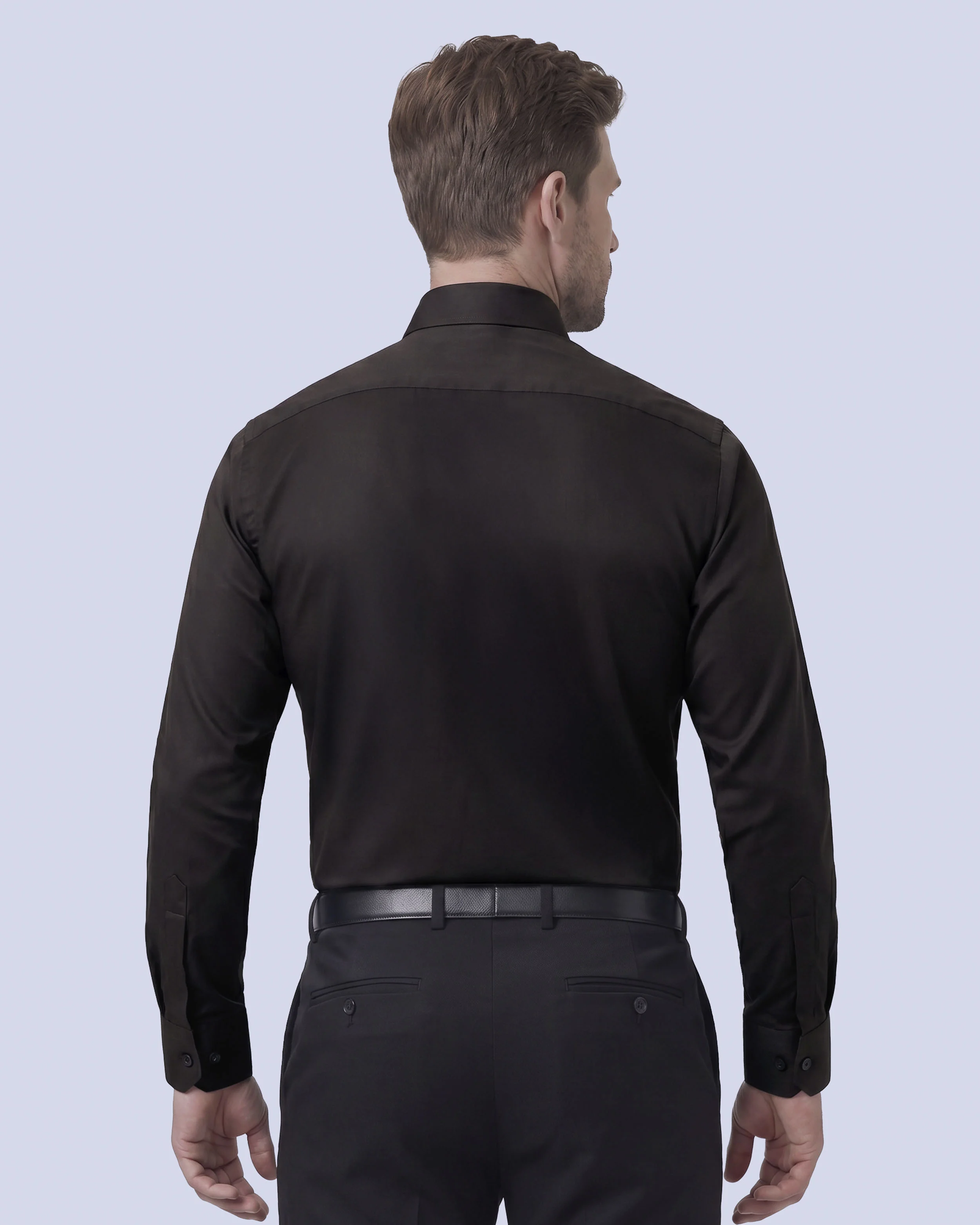 Camisa de vestir slim fit negra total comfort premium bambú stretch