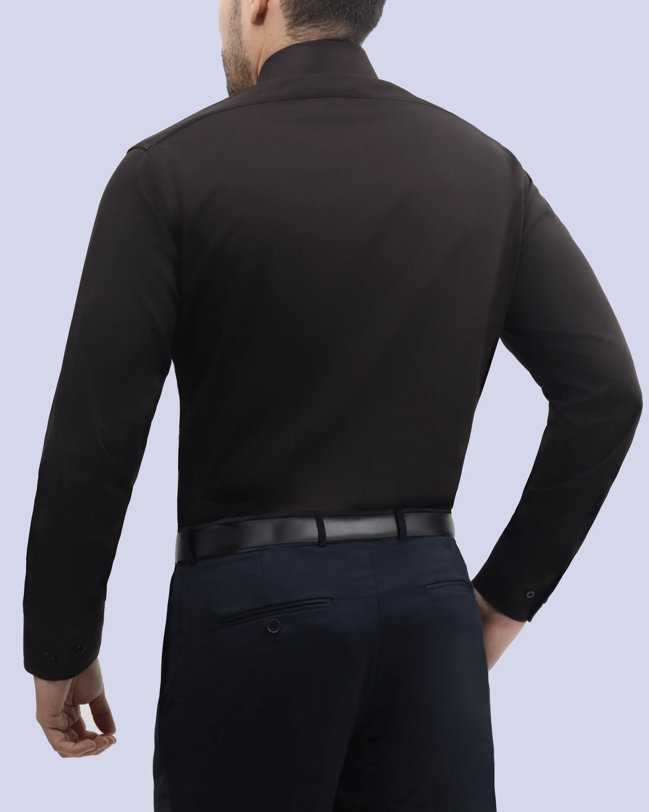 Camisa de vestir slim fit negra total comfort premium bambú stretch