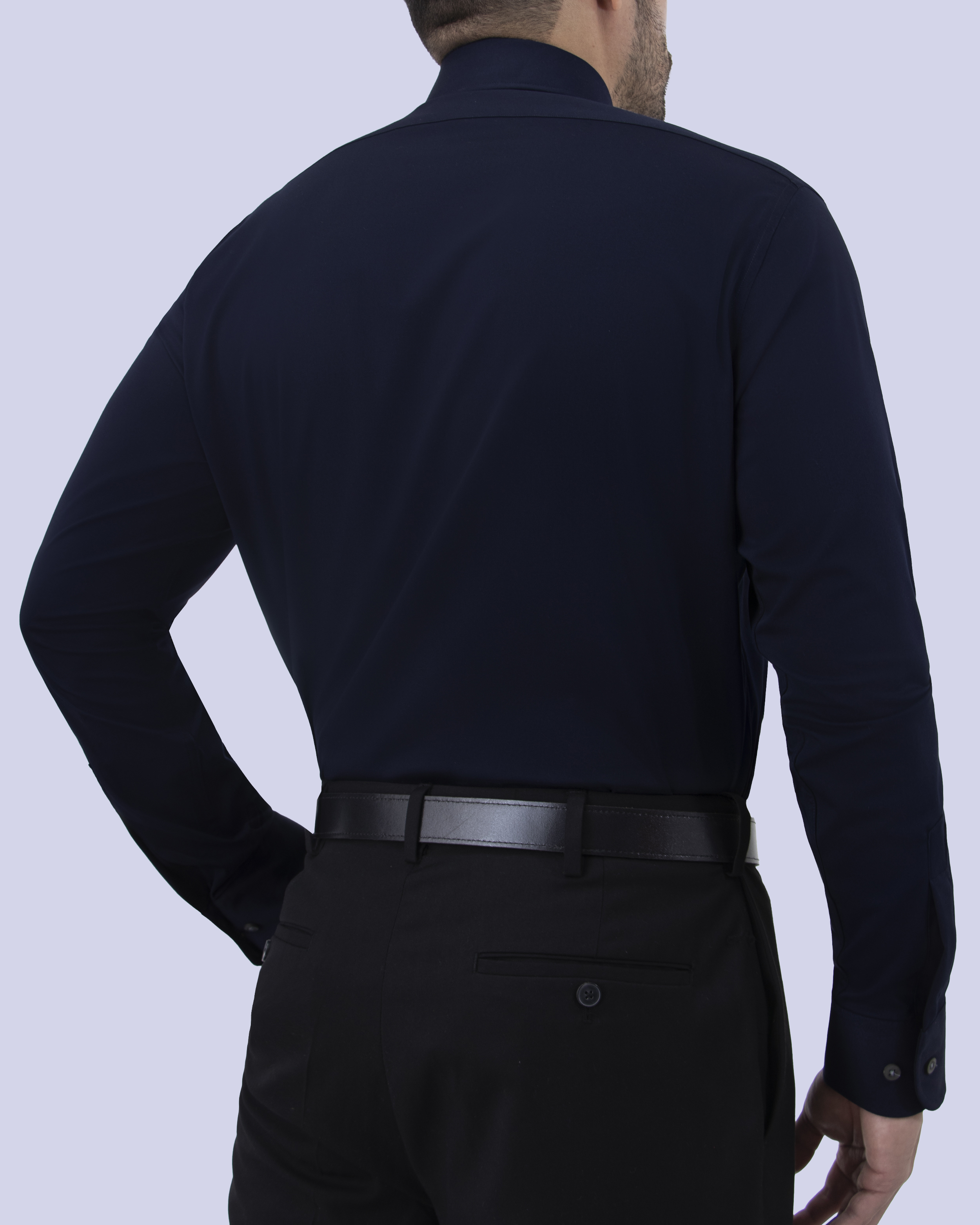 Camisa de vestir slim fit azul total comfort bambú stretch
