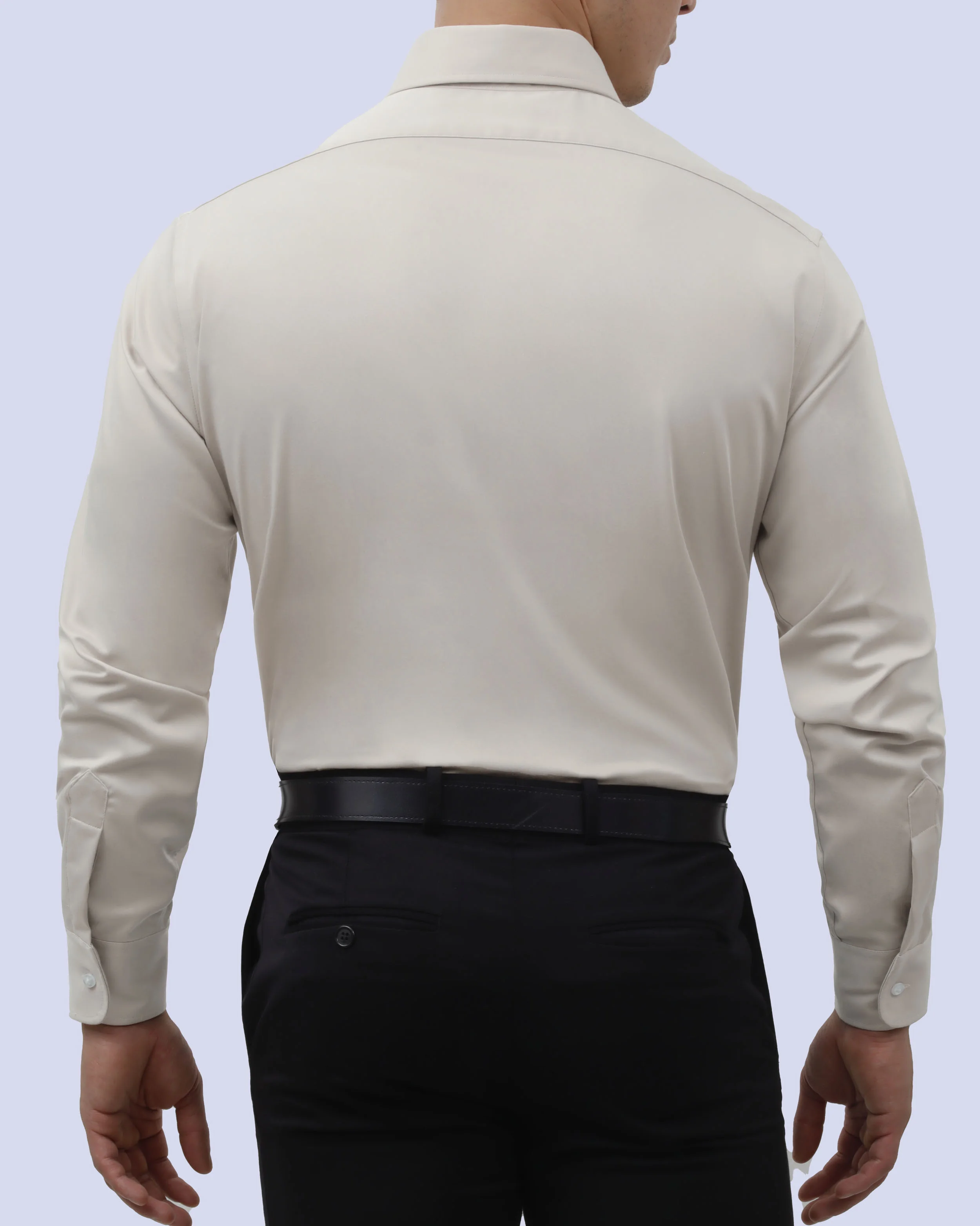 Camisa de vestir slim fit beige total comfort bambú stretch