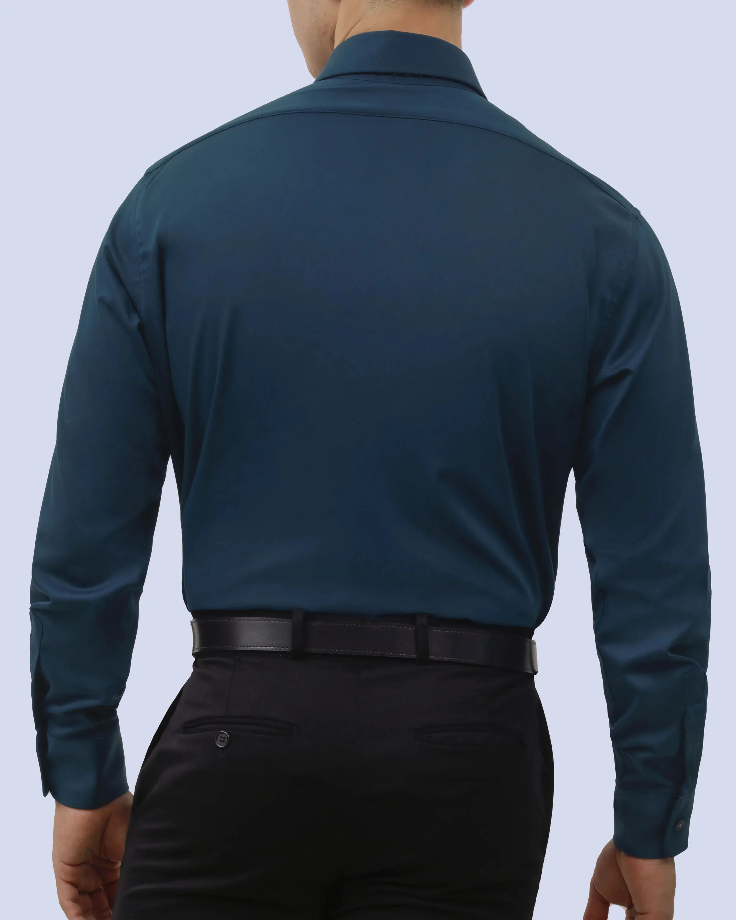 Camisa de vestir slim fit turquesa total comfort bambú stretch