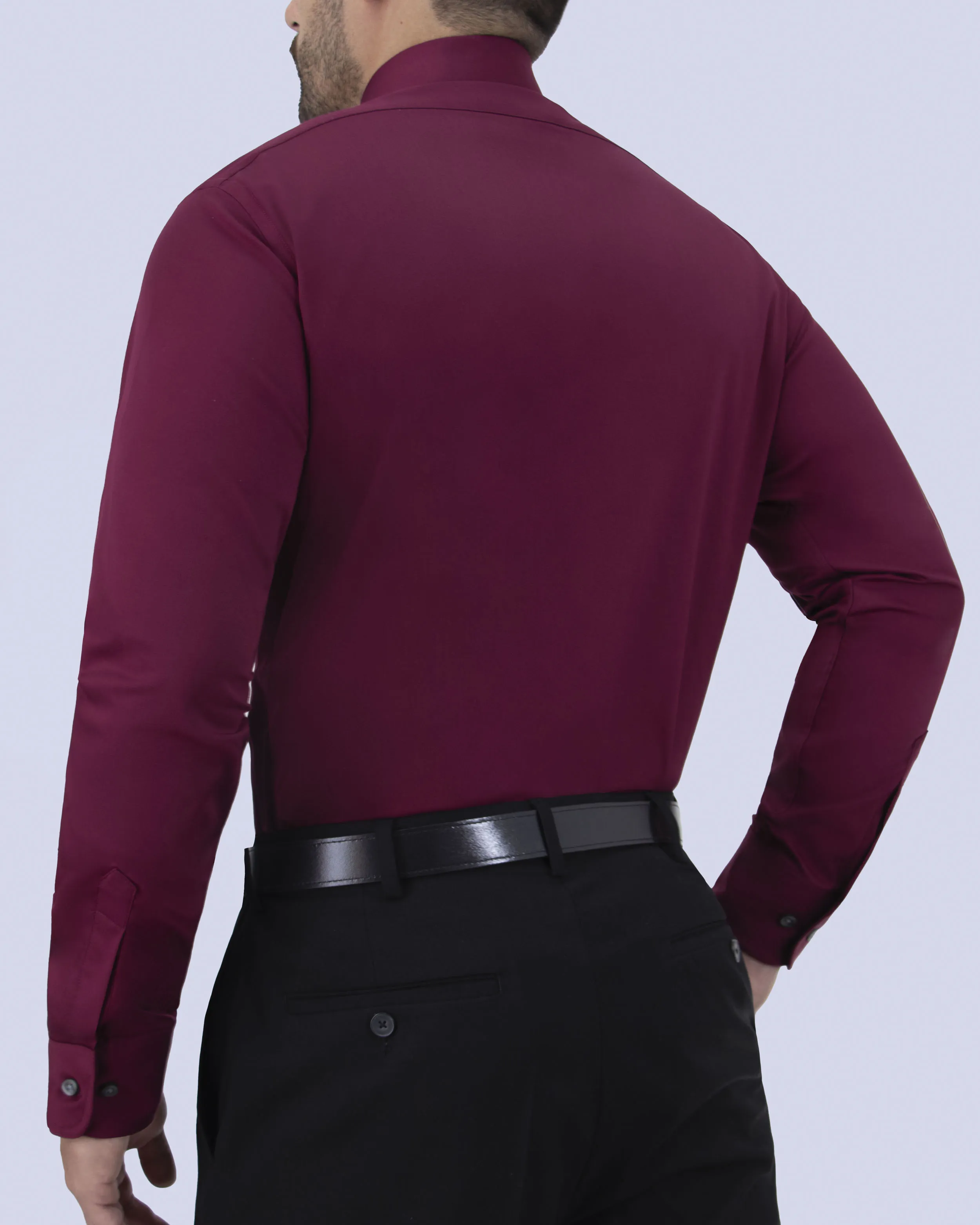 Camisa de vestir slim fit vino total comfort bambú stretch