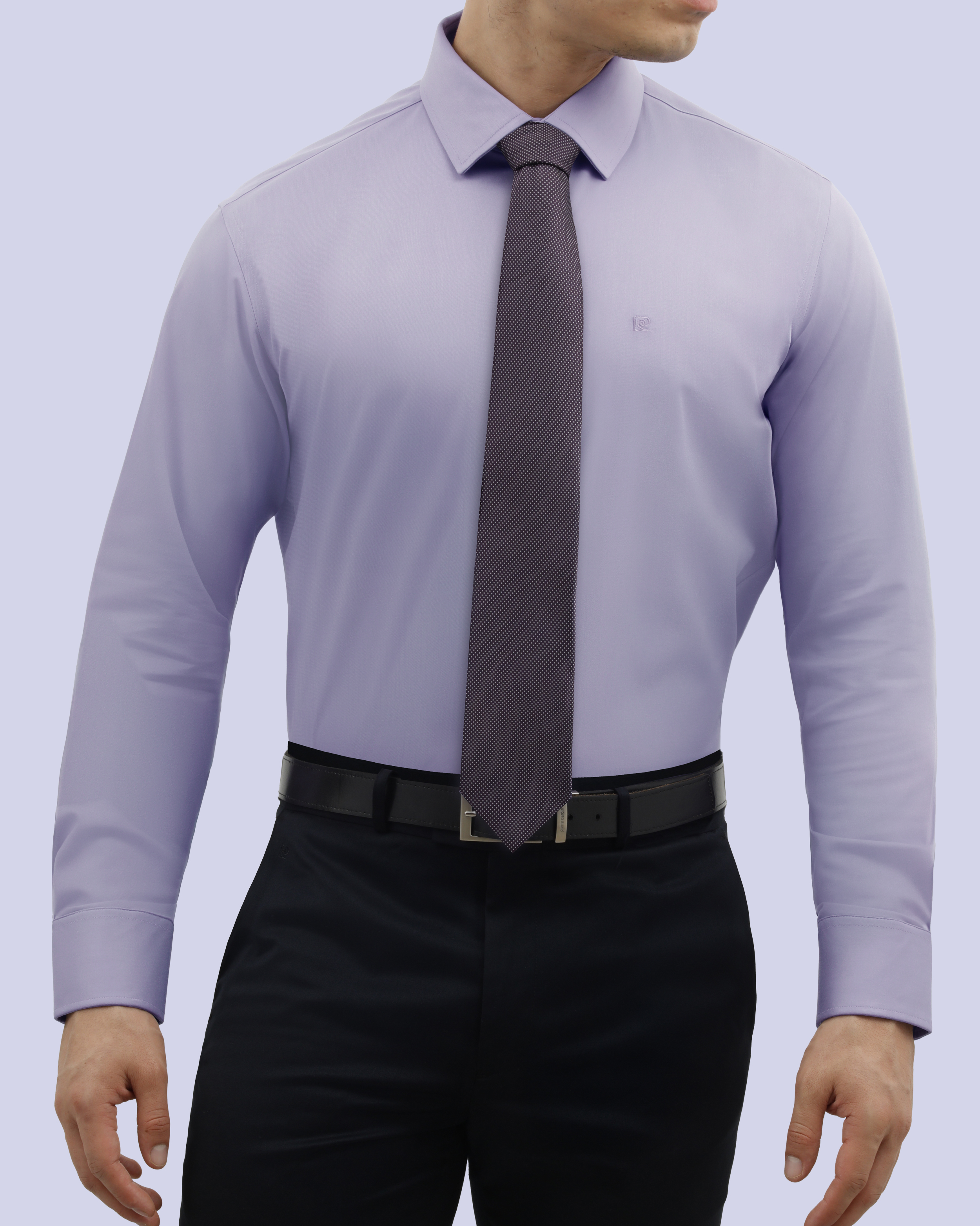 Camisa de vestir slim fit morada total comfort bambú stretch