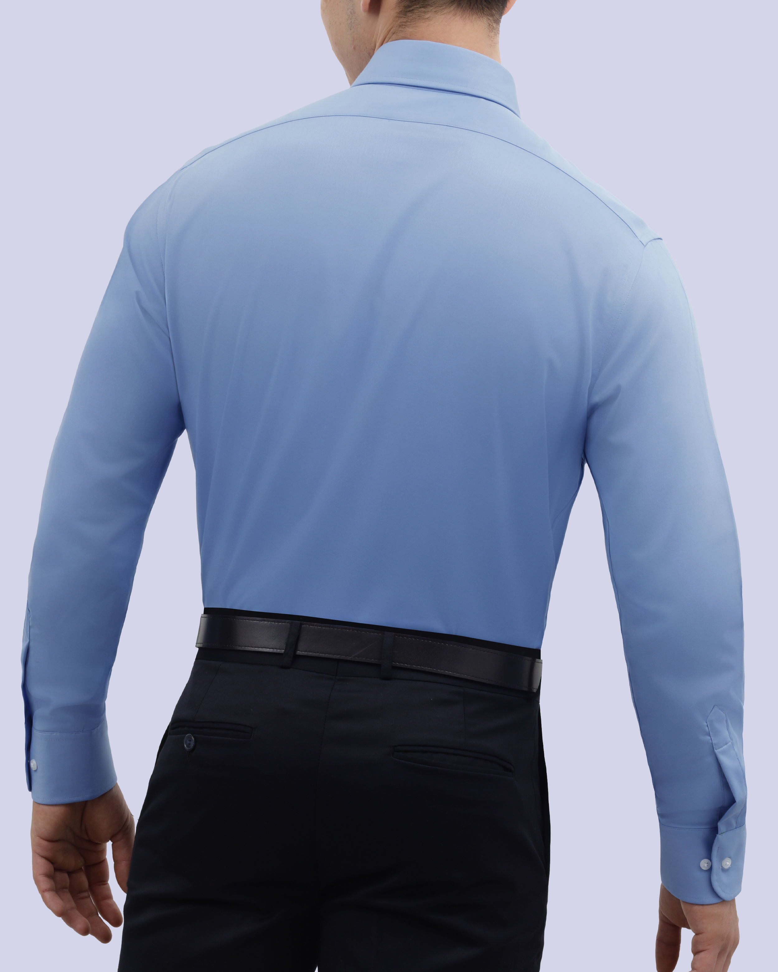 Camisa de vestir slim fit celeste total comfort bambú stretch