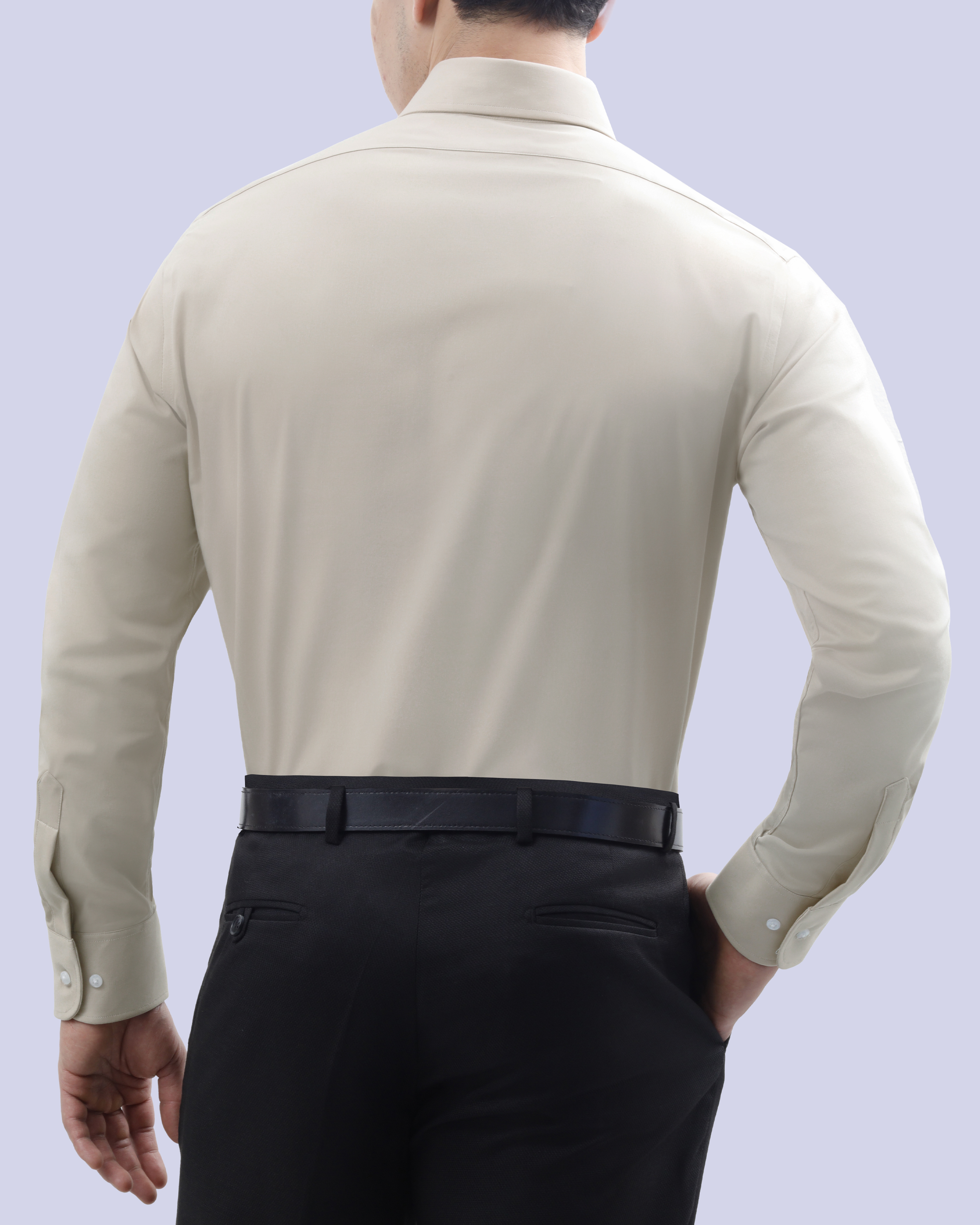 Camisa de vestir slim fit beige total comfort bambú stretch