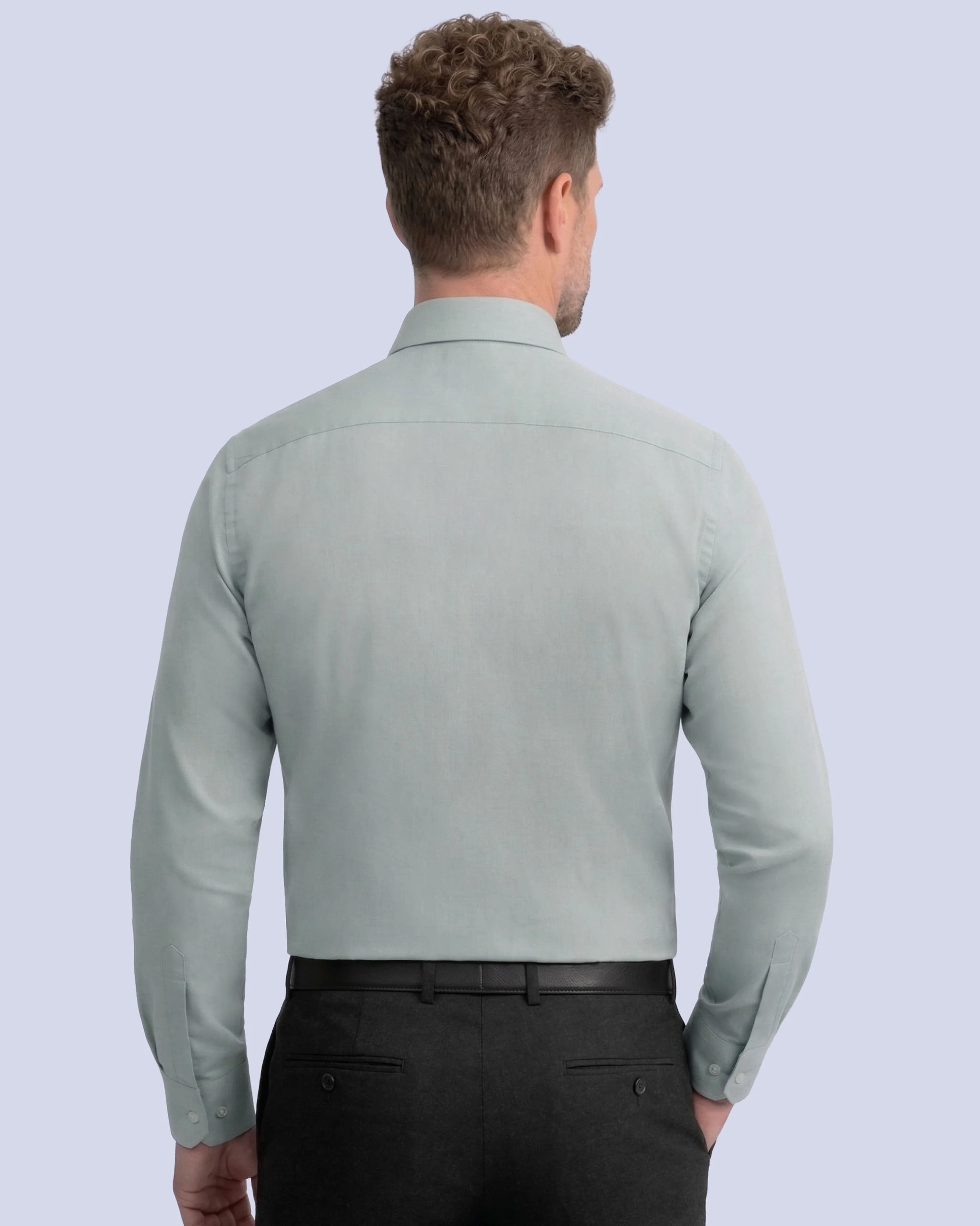 Camisa de vestir slim fit verde total comfort premium bambú stretch
