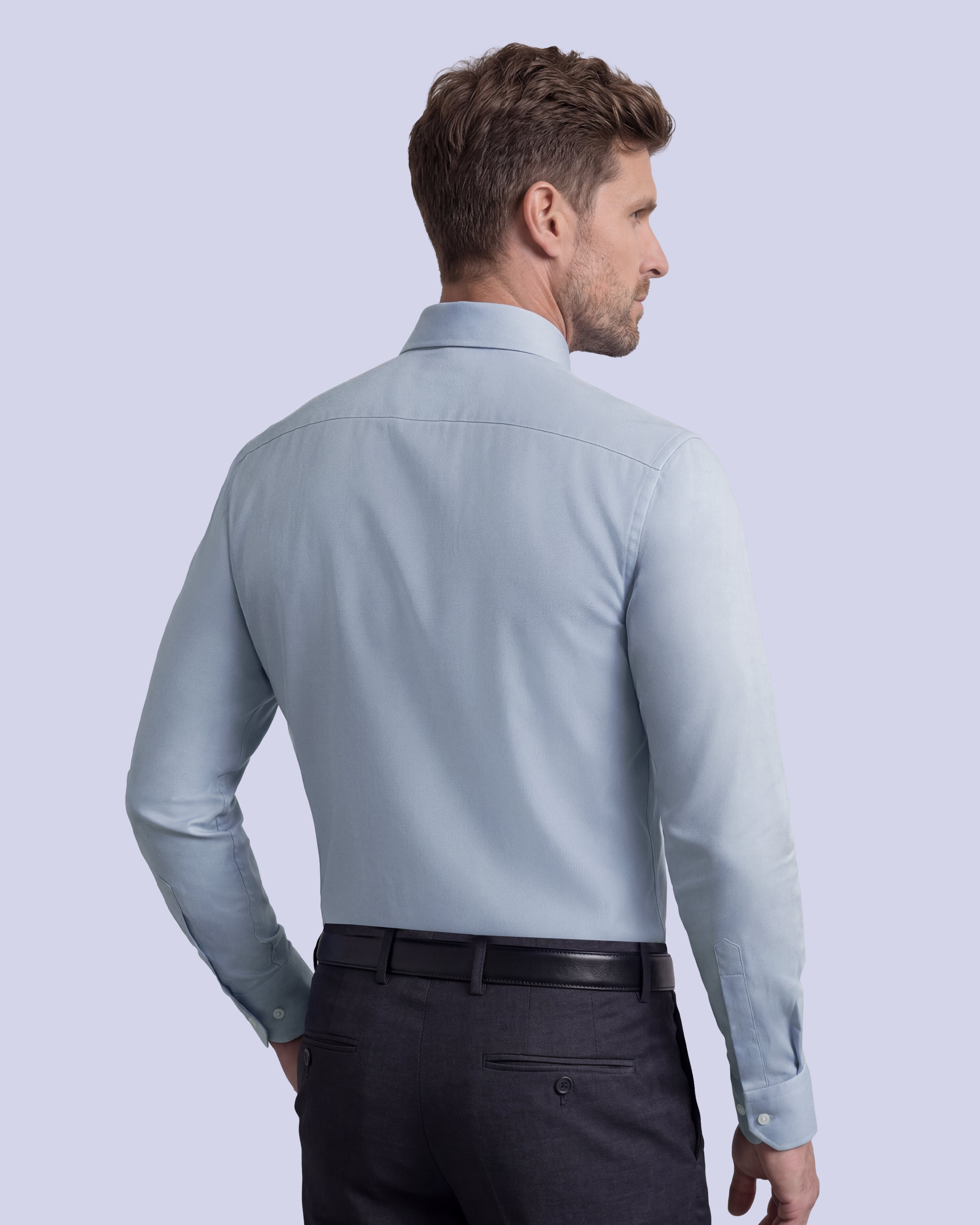 Camisa de vestir slim fit celeste total comfort premium bambú stretch