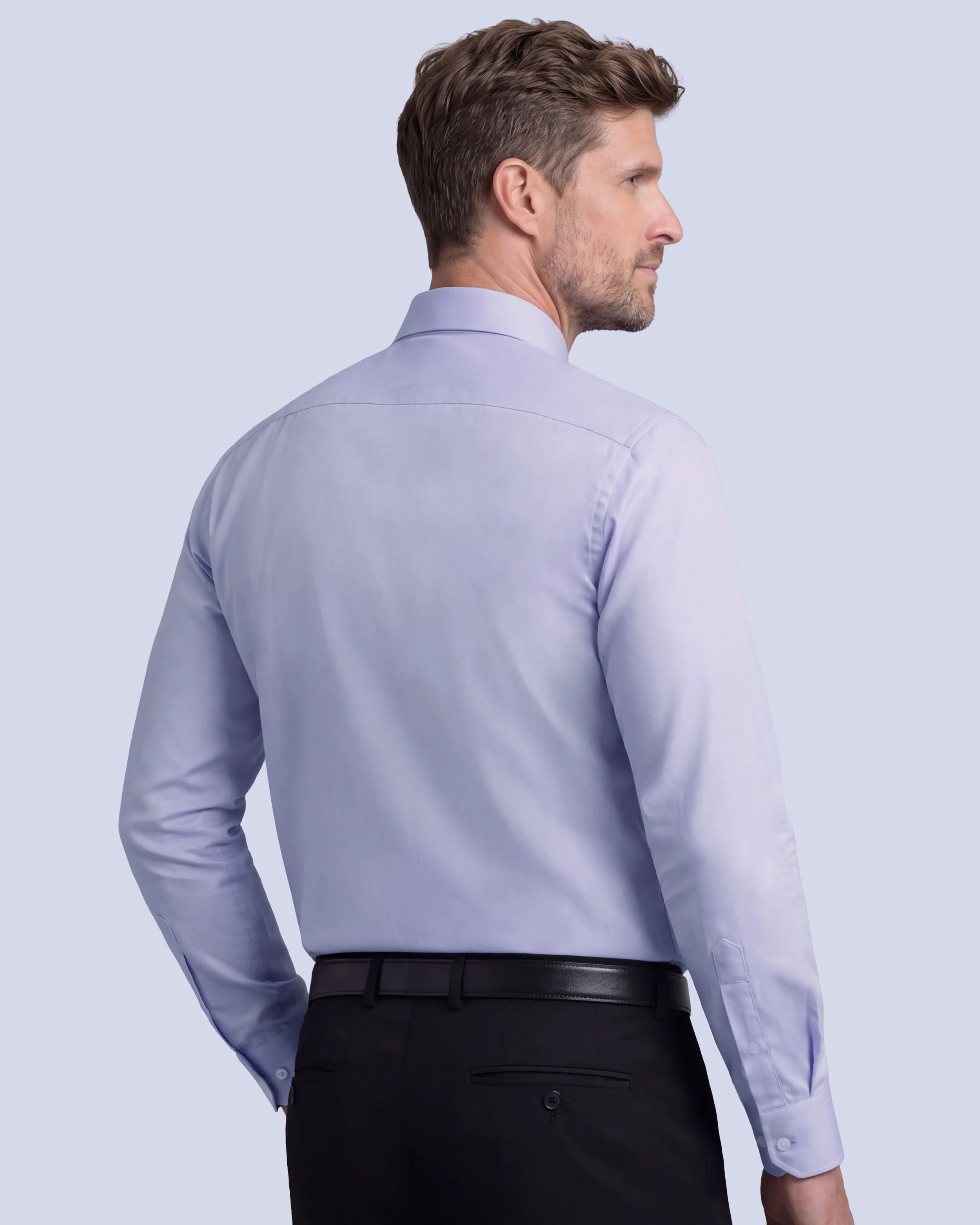 Camisa de vestir slim fit lila total comfort premium bambú stretch