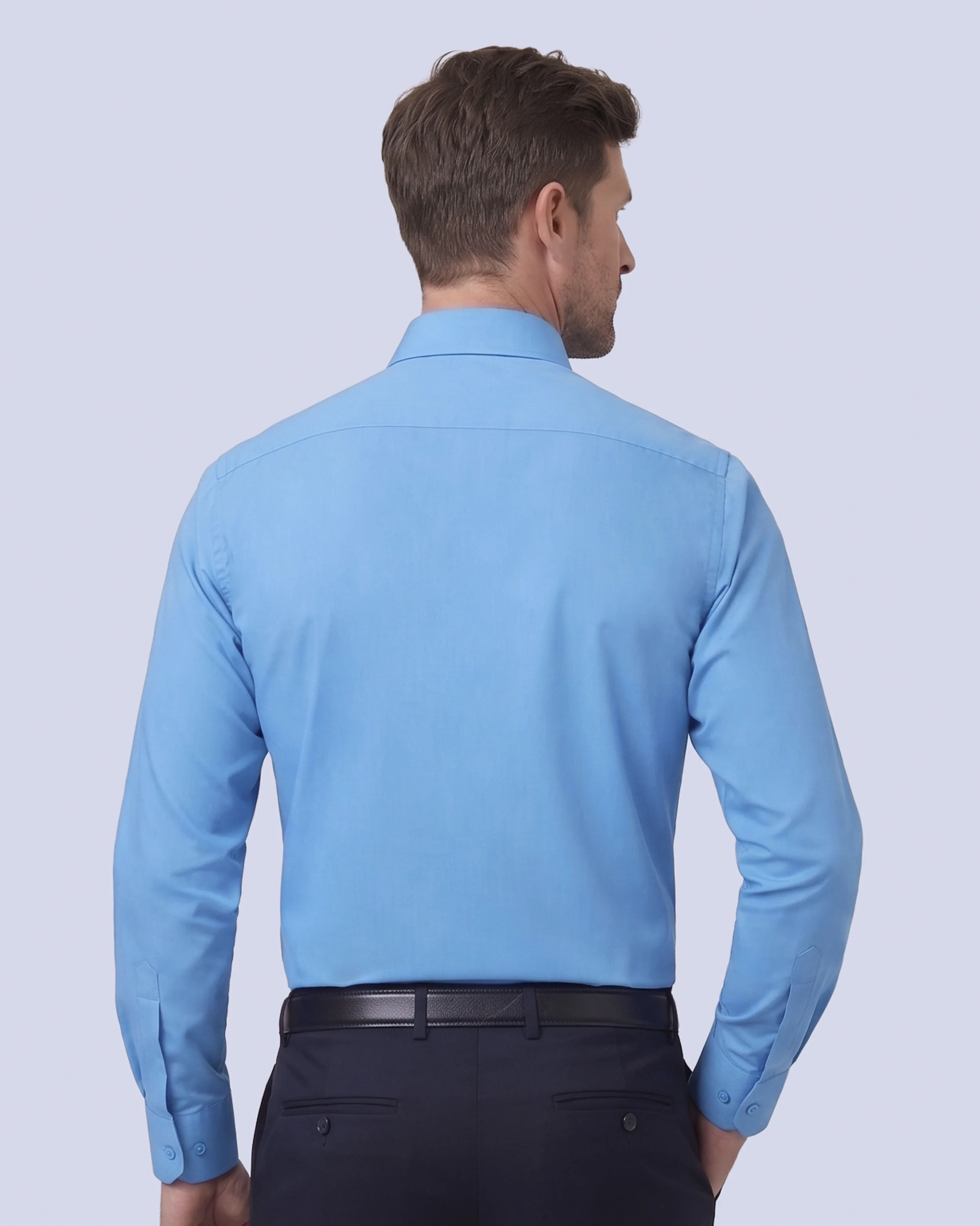 Camisa de vestir slim fit celeste total comfort premium bambú stretch