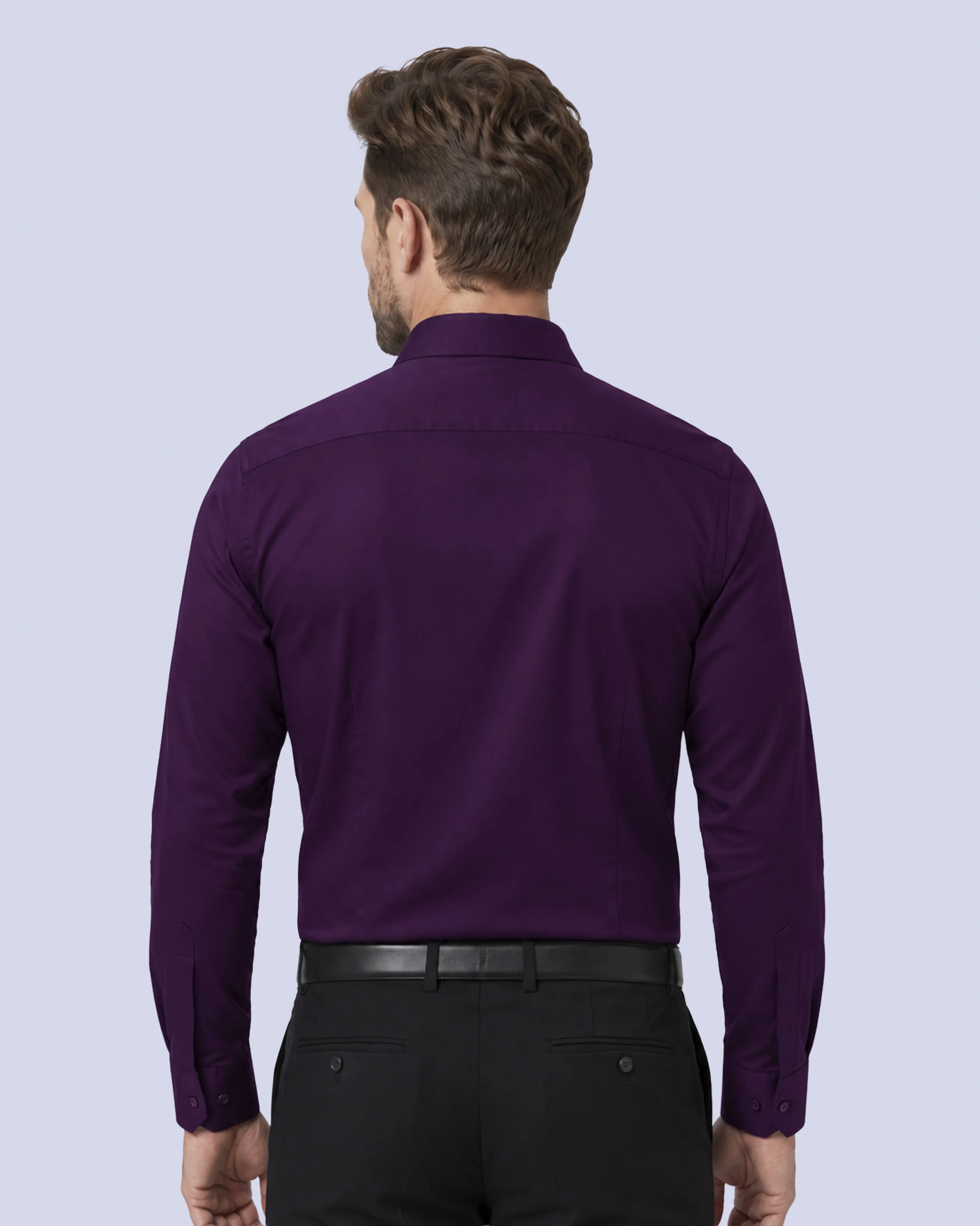 Camisa de vestir slim fit morada total comfort premium bambú stretch