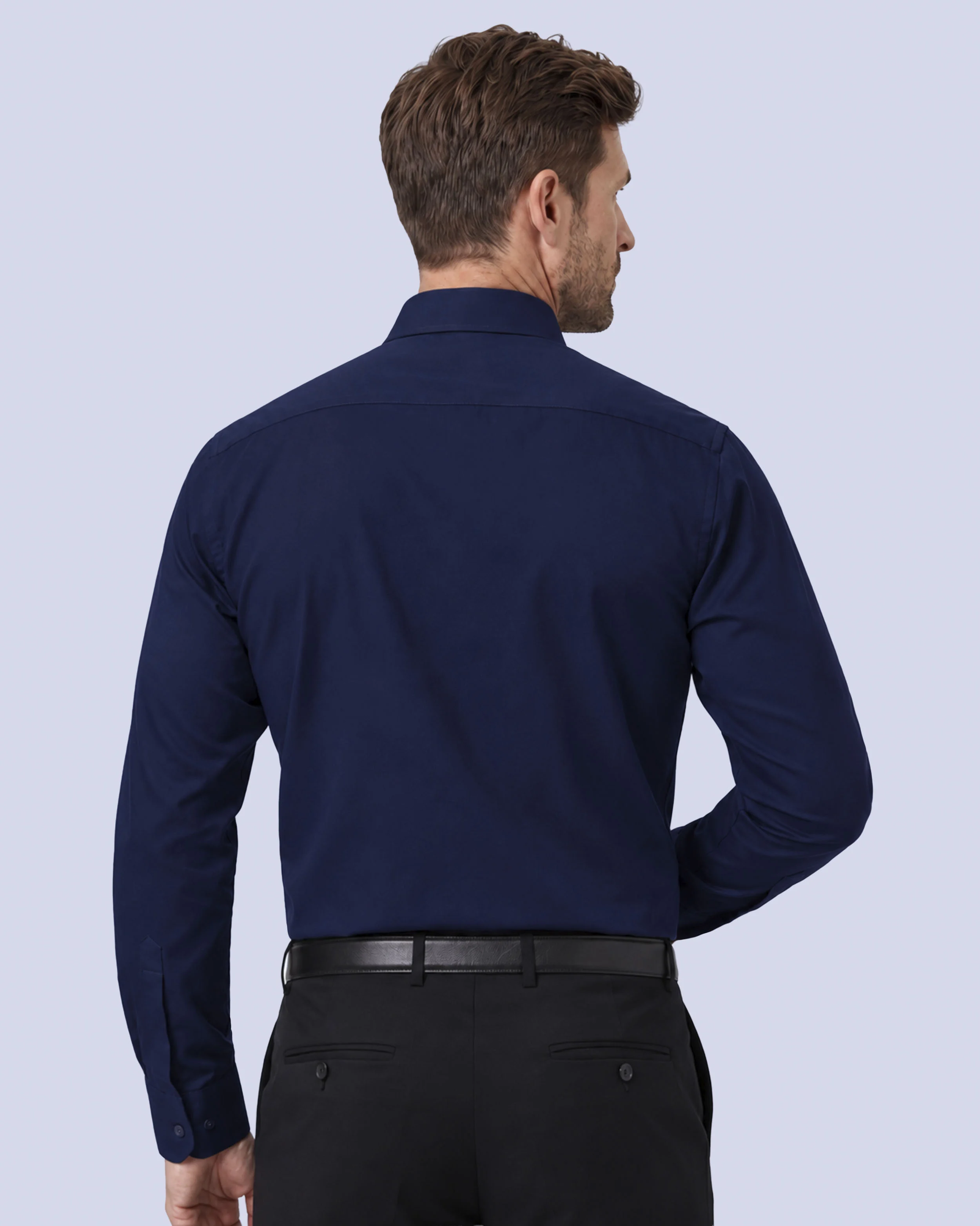 Camisa de vestir slim fit azul total comfort premium bambú stretch