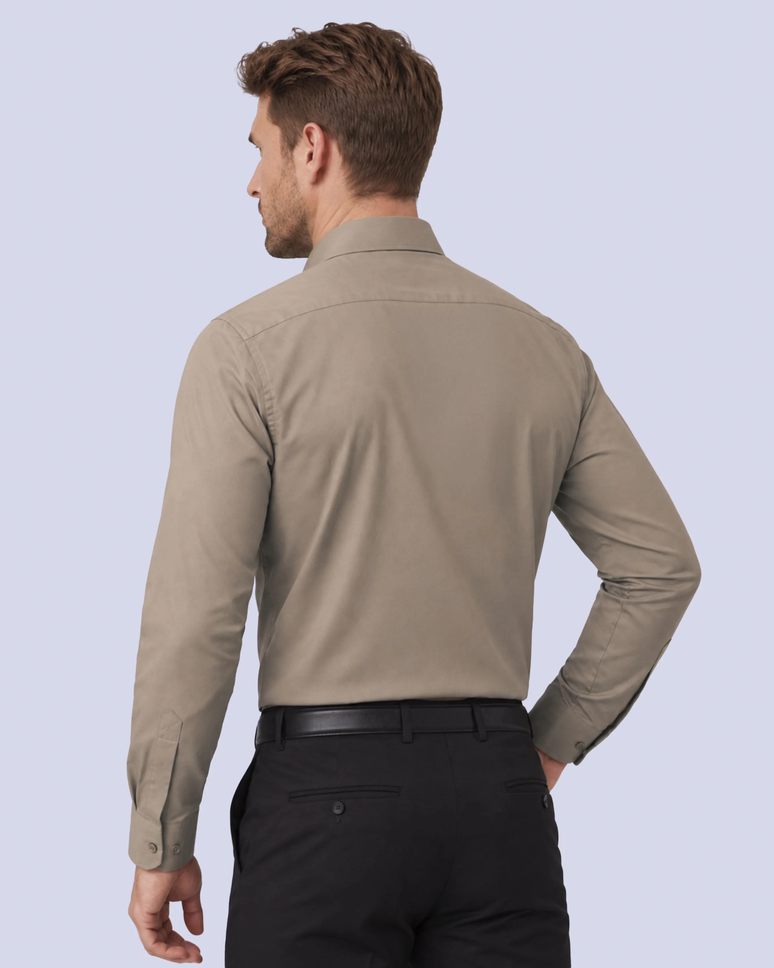 Camisa de vestir slim fit café total comfort premium bambú stretch