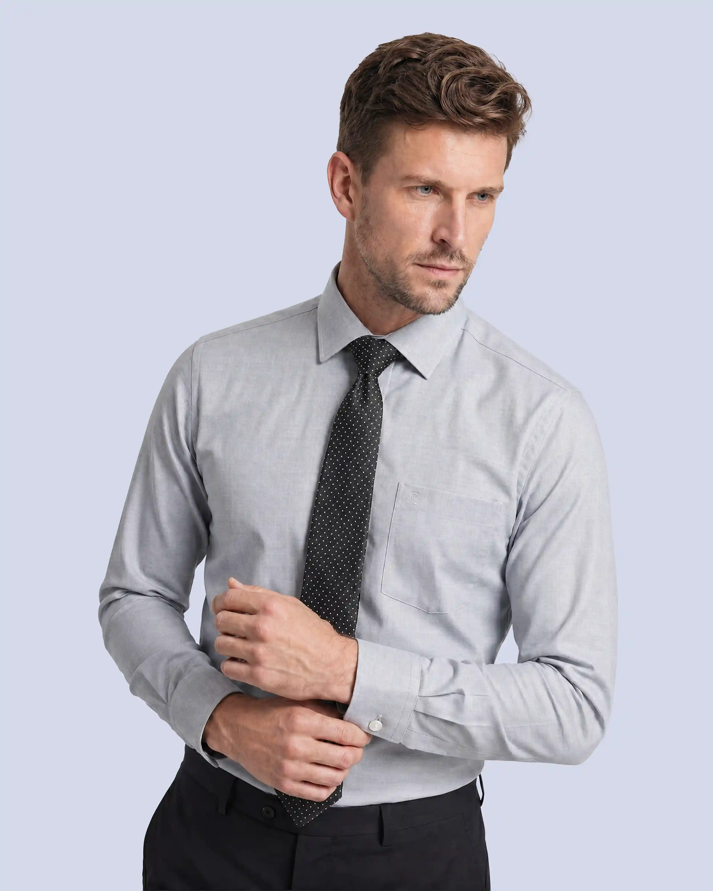 Camisa de vestir textura lenzing modal gris claro
