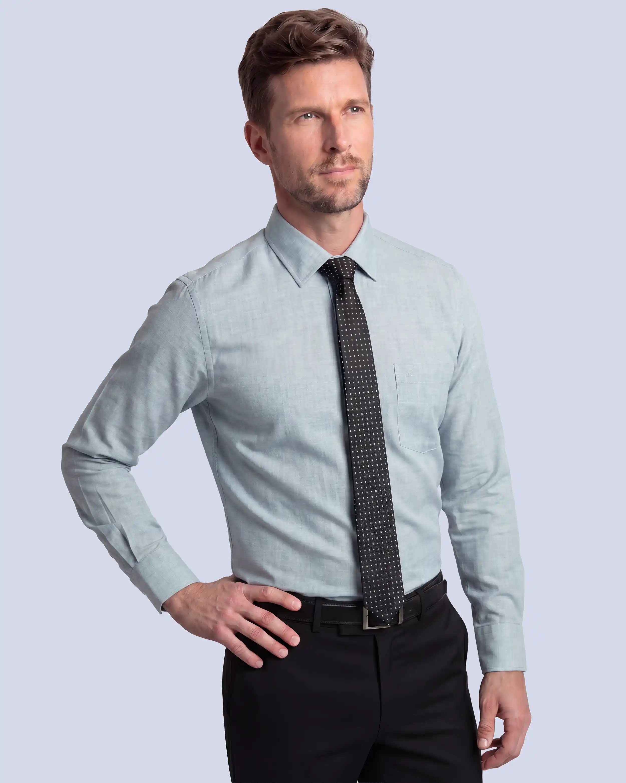 Camisa de vestir textura lenzing modal gris oscuro