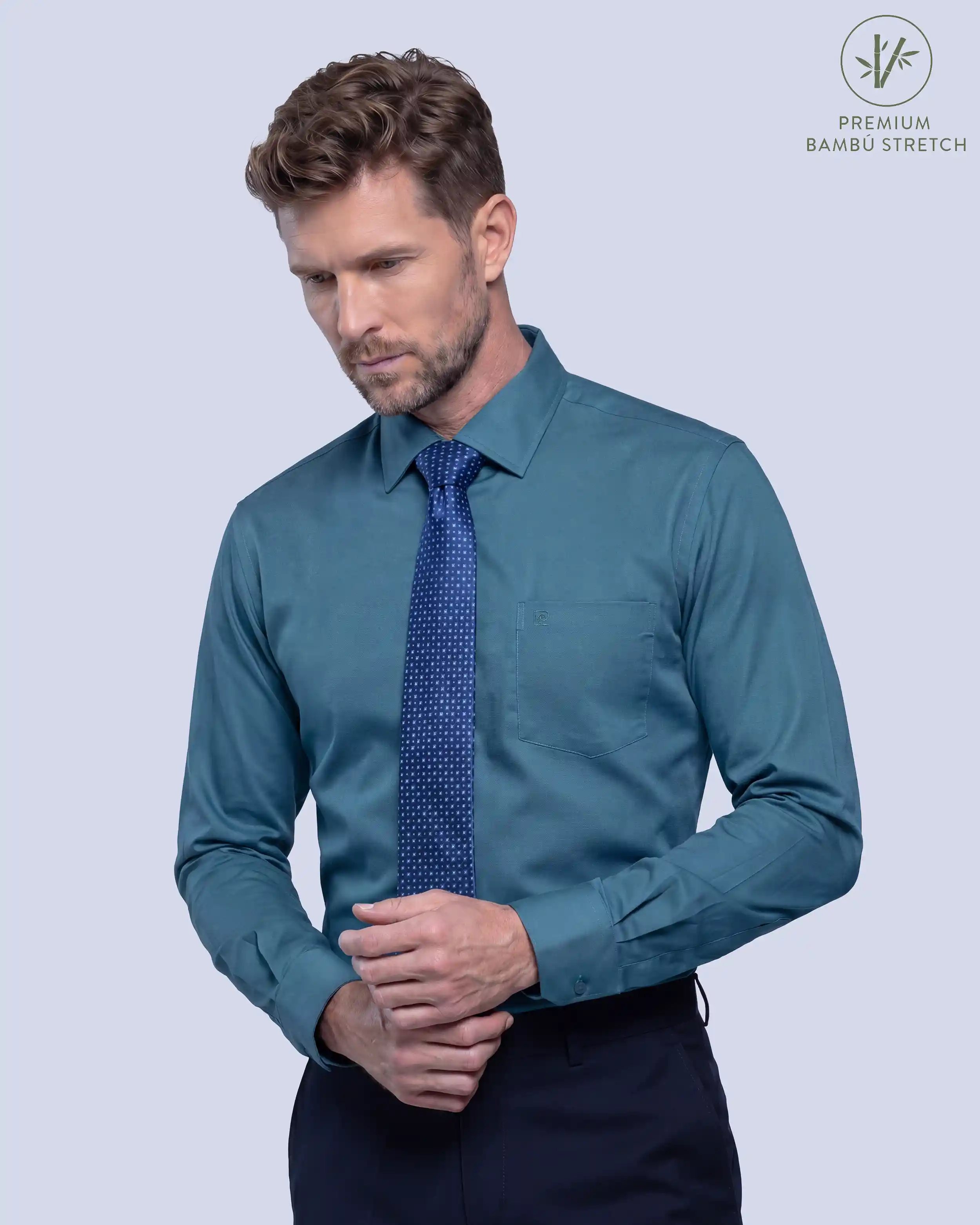 Camisa de vestir lenzing modal en color verde