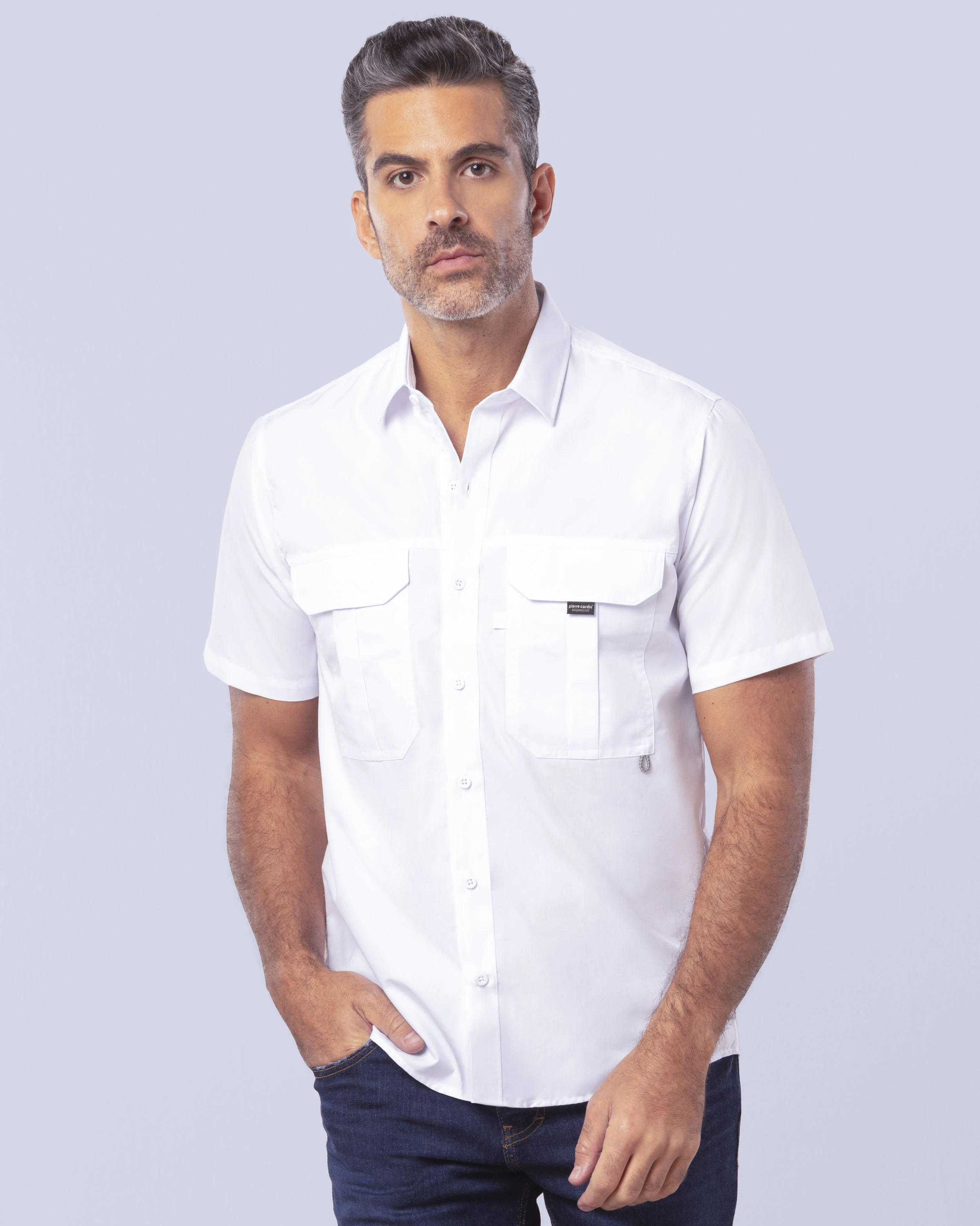 Camisa casual performance life style manga corta blanca