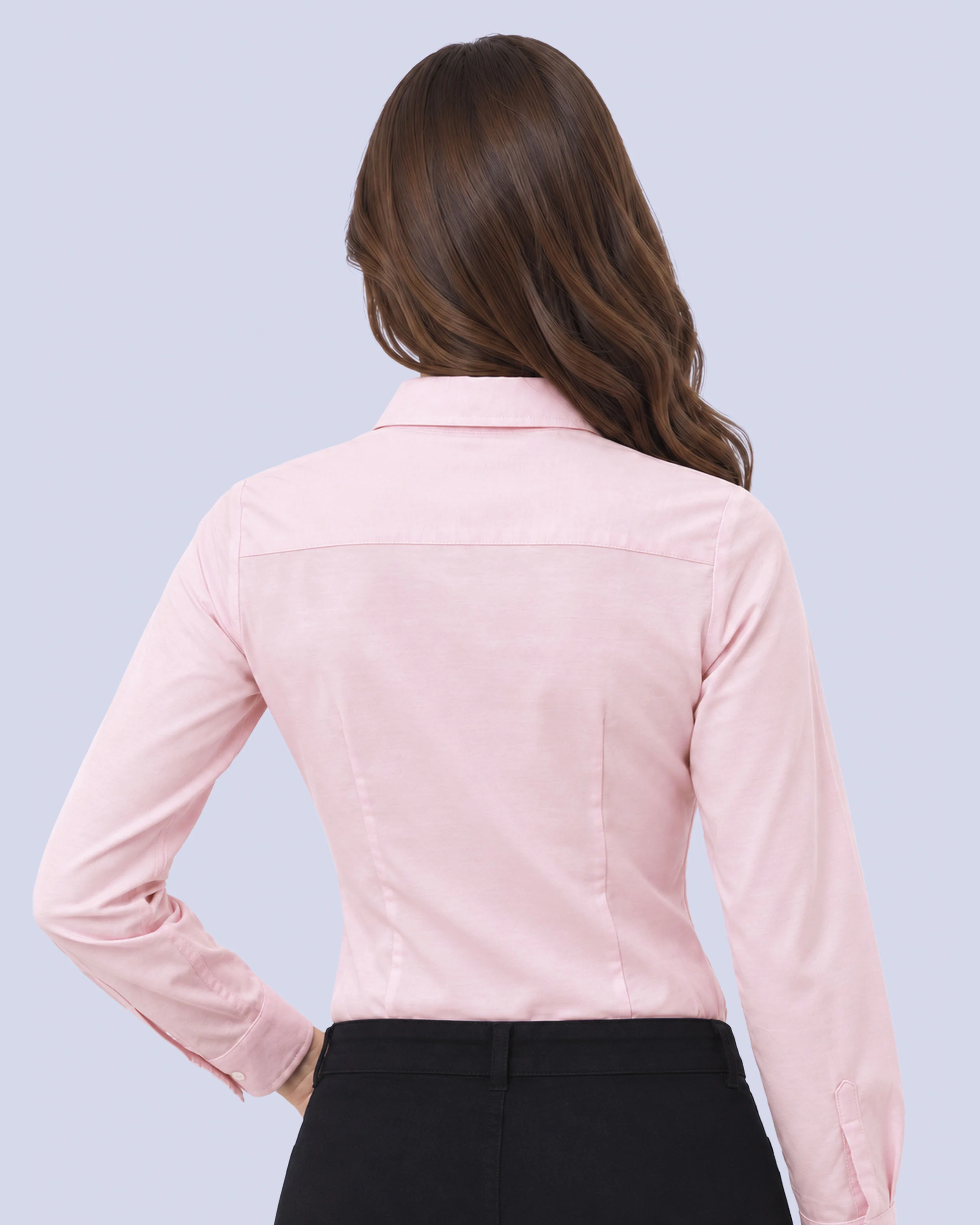 Blusa de vestir slim fit manga larga oxford rosada