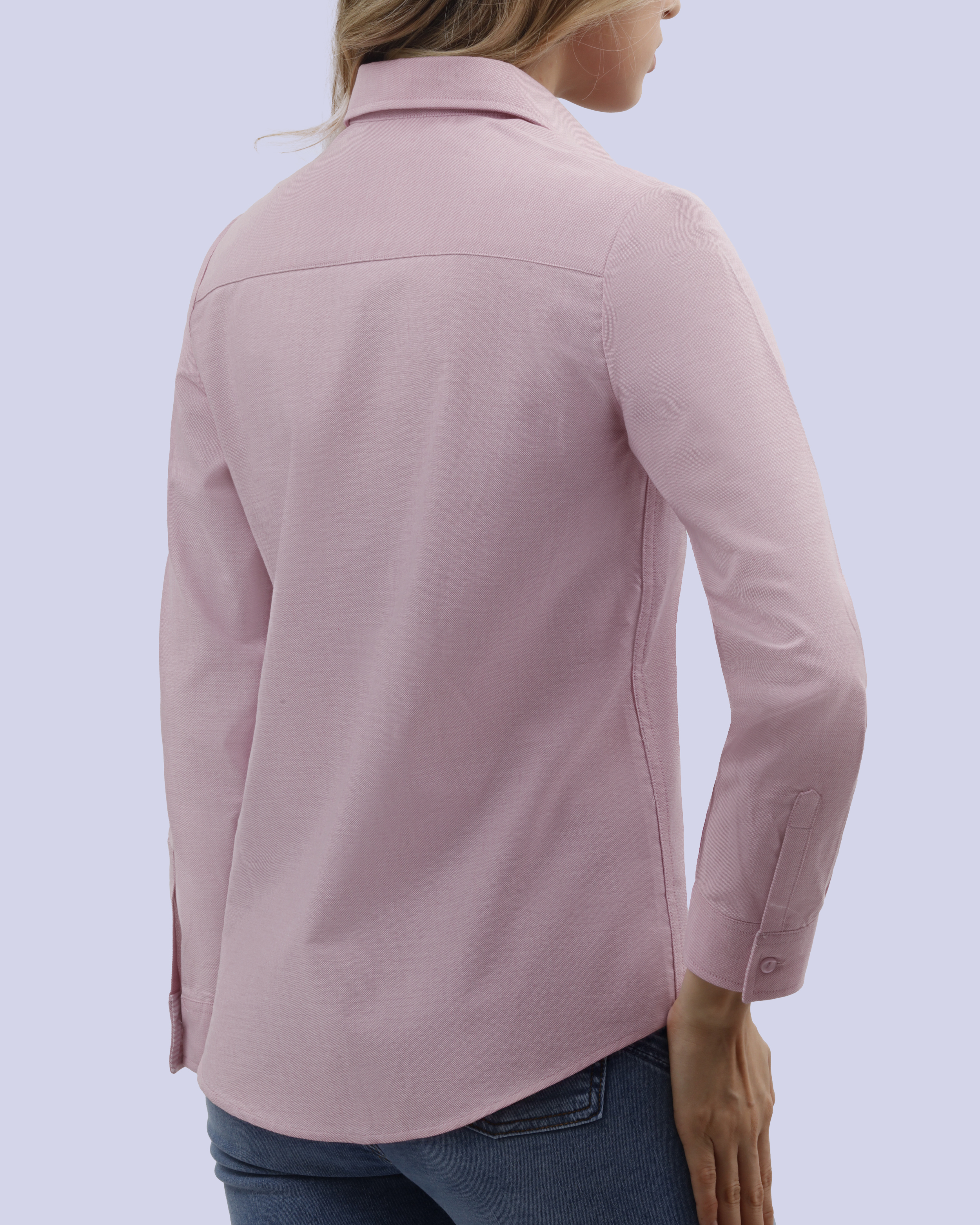 Blusa de vestir slim fit manga larga oxford rosada