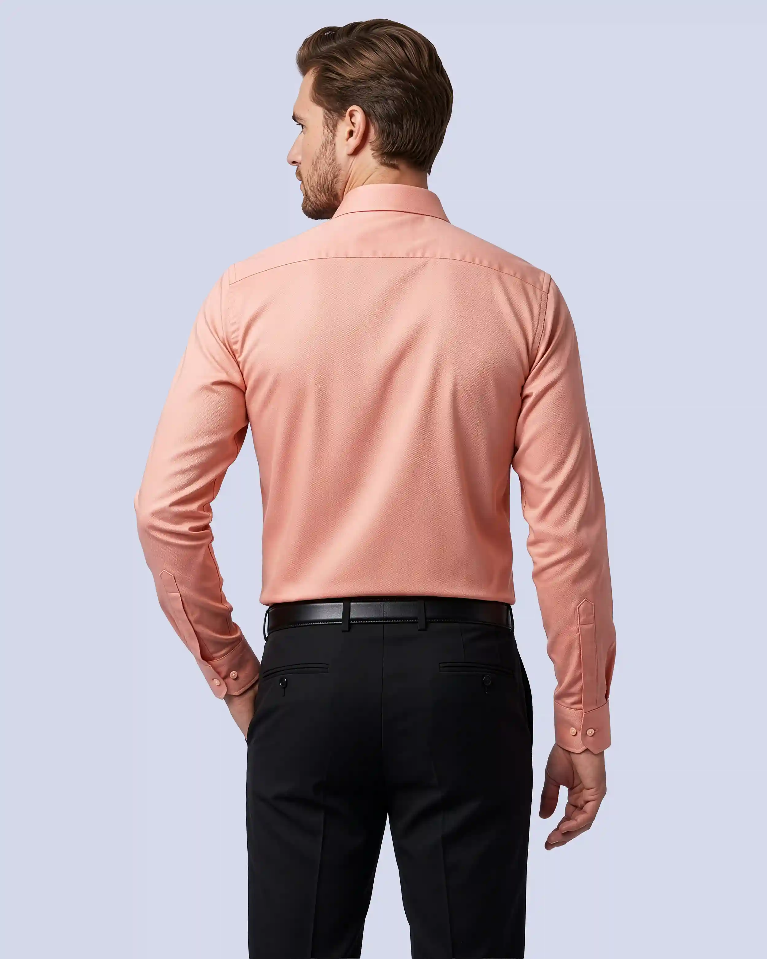 Camisa de vestir lisa slim fit piqué rosada