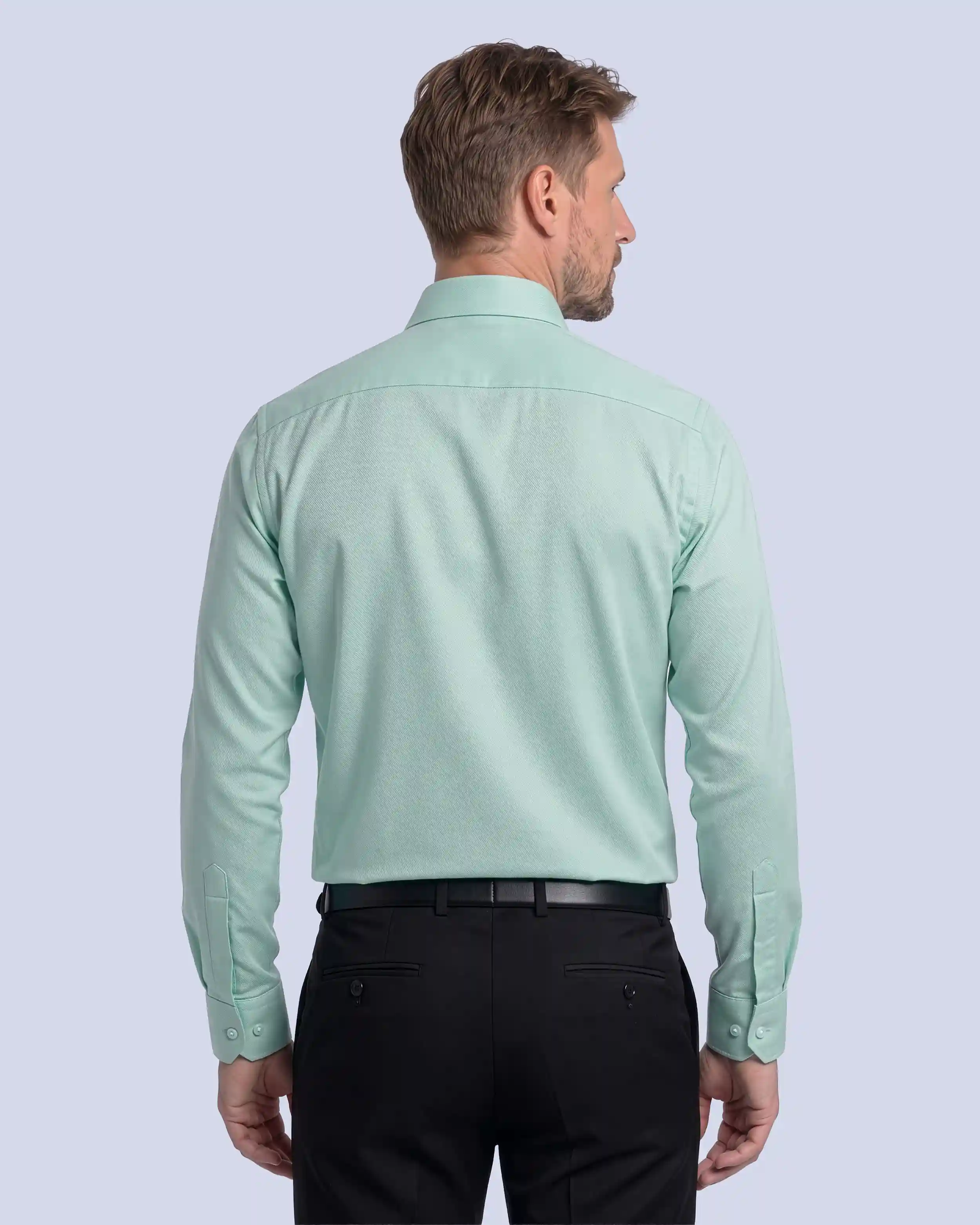 Camisa de vestir lisa slim fit piqué verde