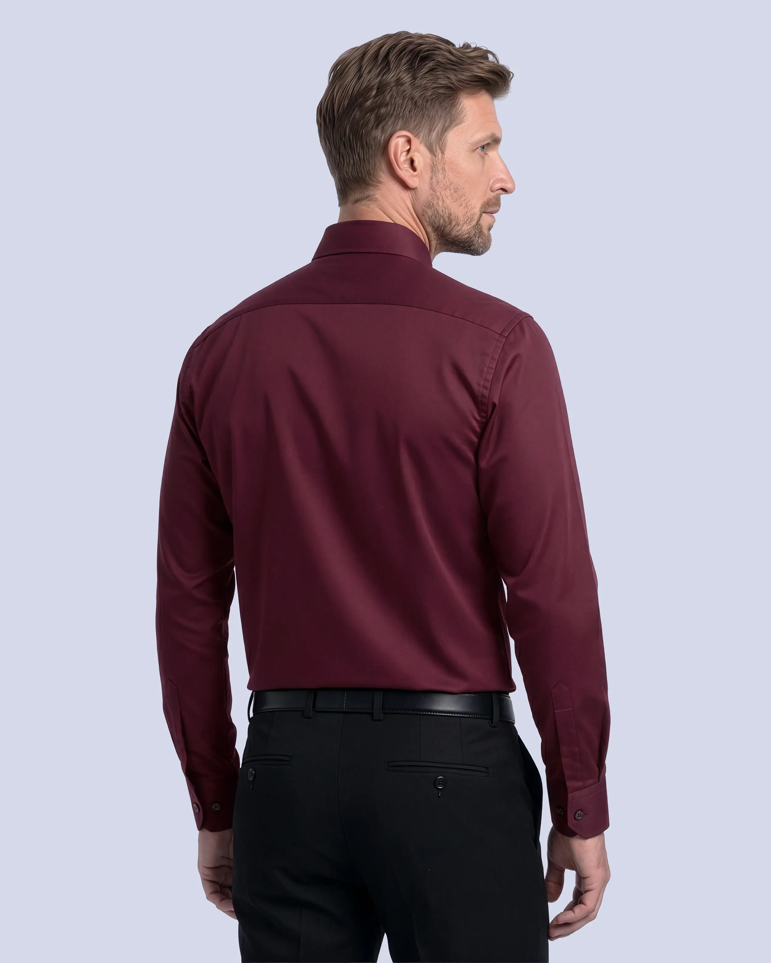 Camisa de vestir lisa slim fit piqué vino