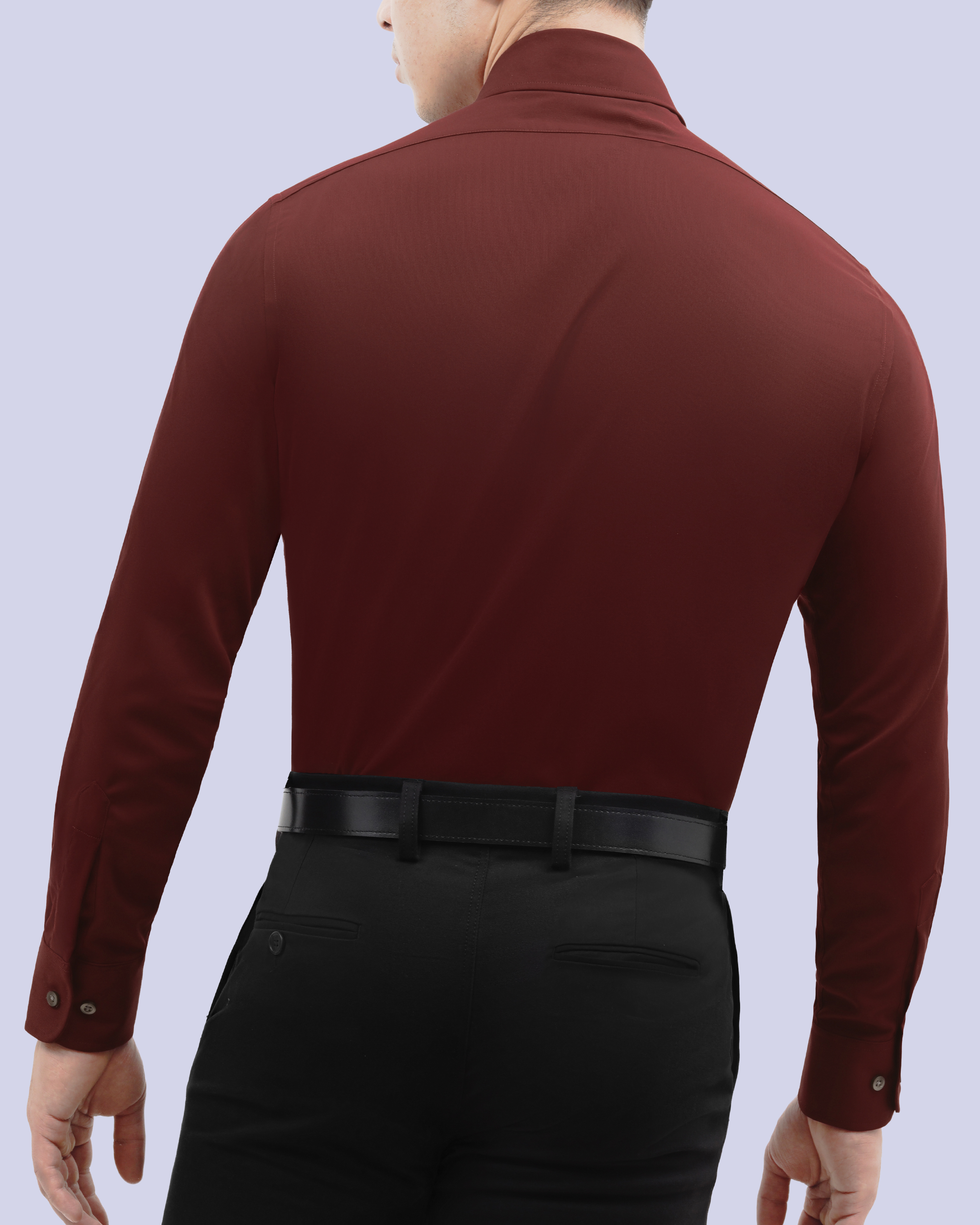 Camisa de vestir lisa slim fit piqué vino