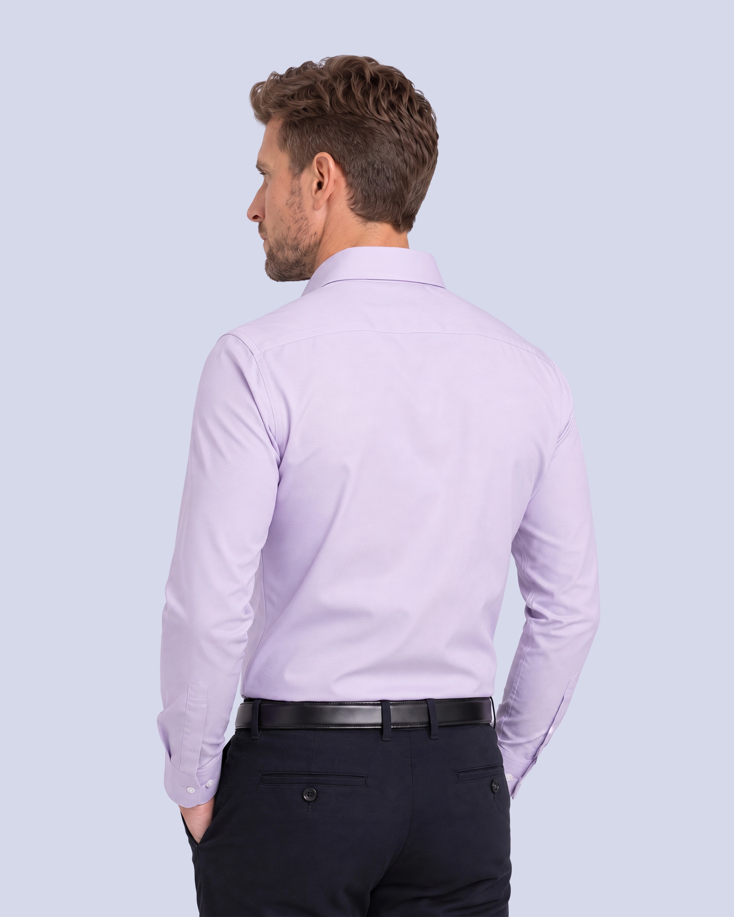 Camisa de vestir lisa slim fit piqué lila