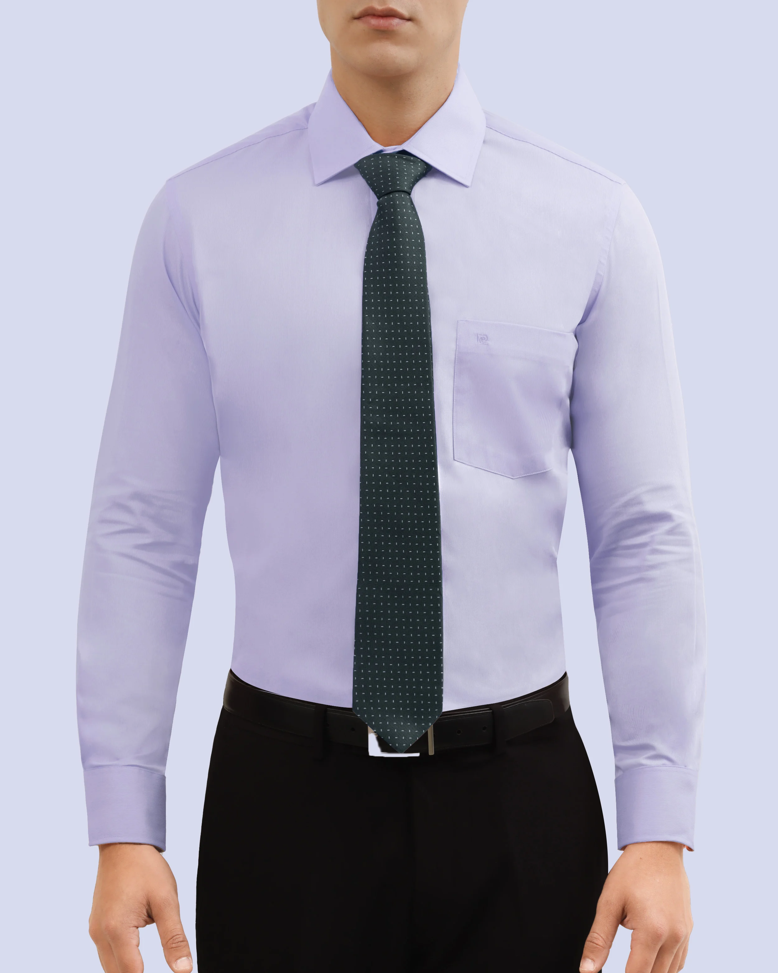 Camisa de vestir lisa slim fit piqué lila