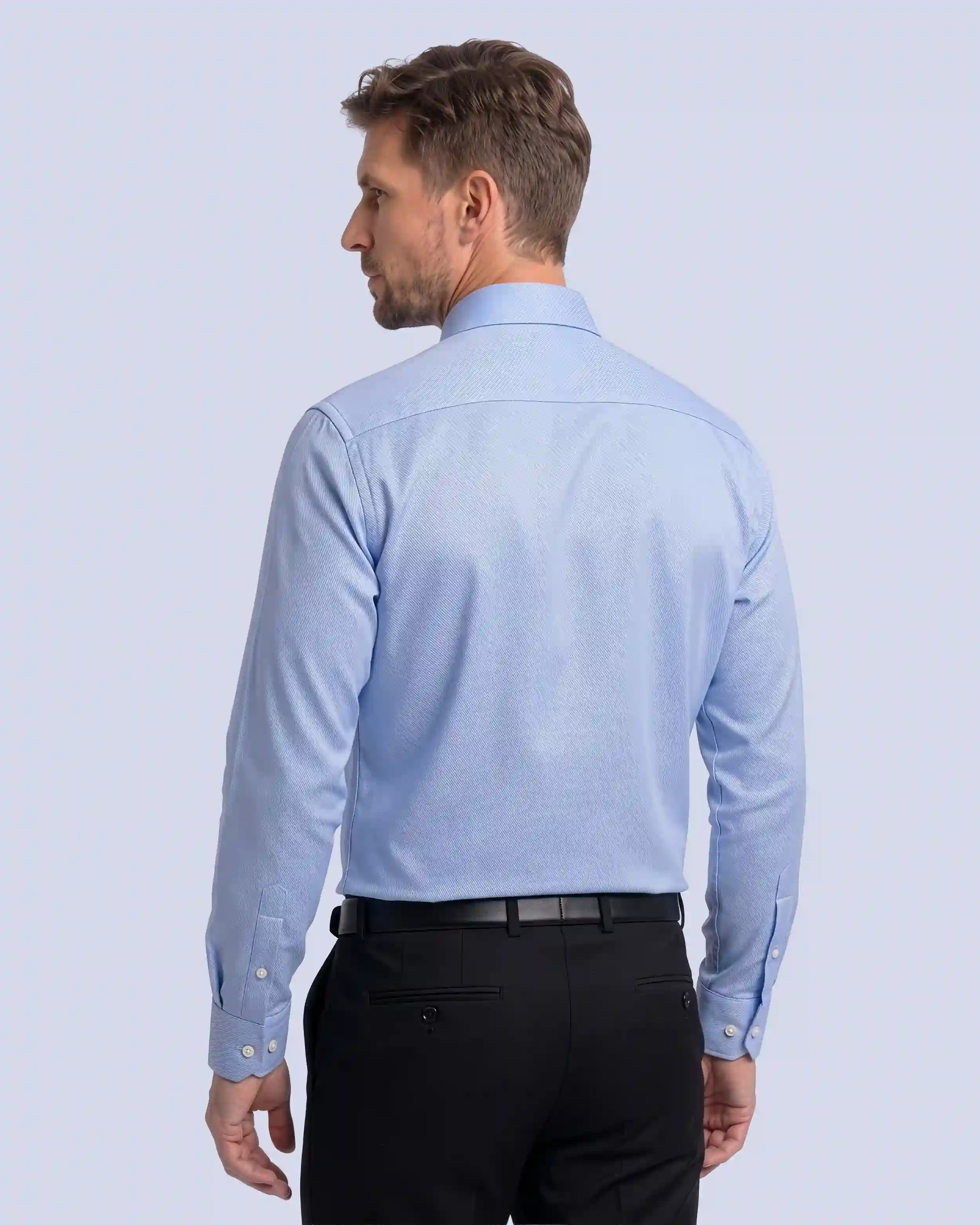 Camisa de vestir piqué celeste manga larga