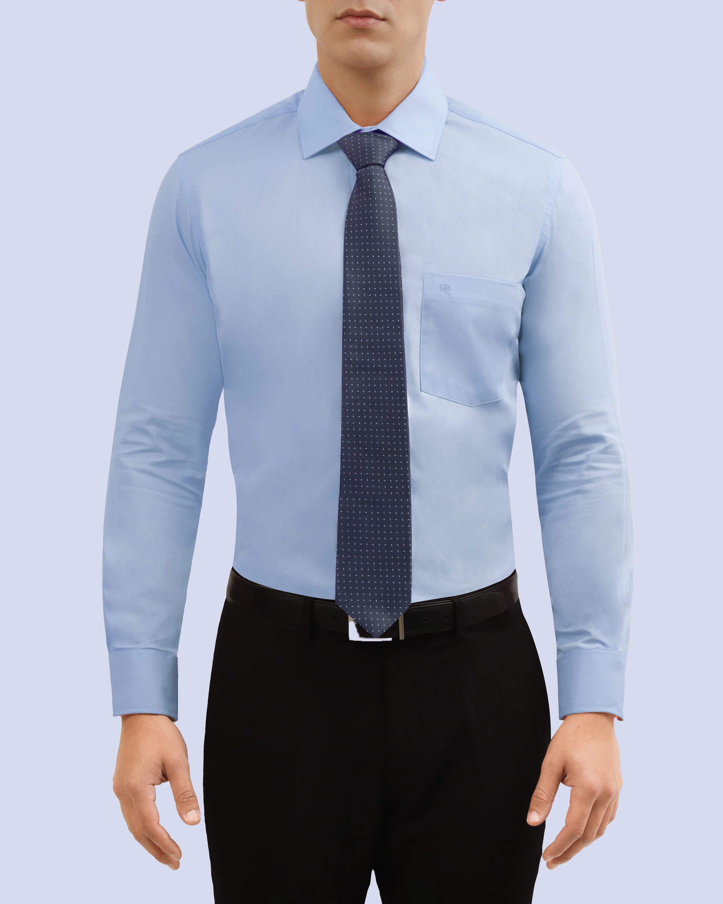 Camisa de vestir piqué celeste manga larga