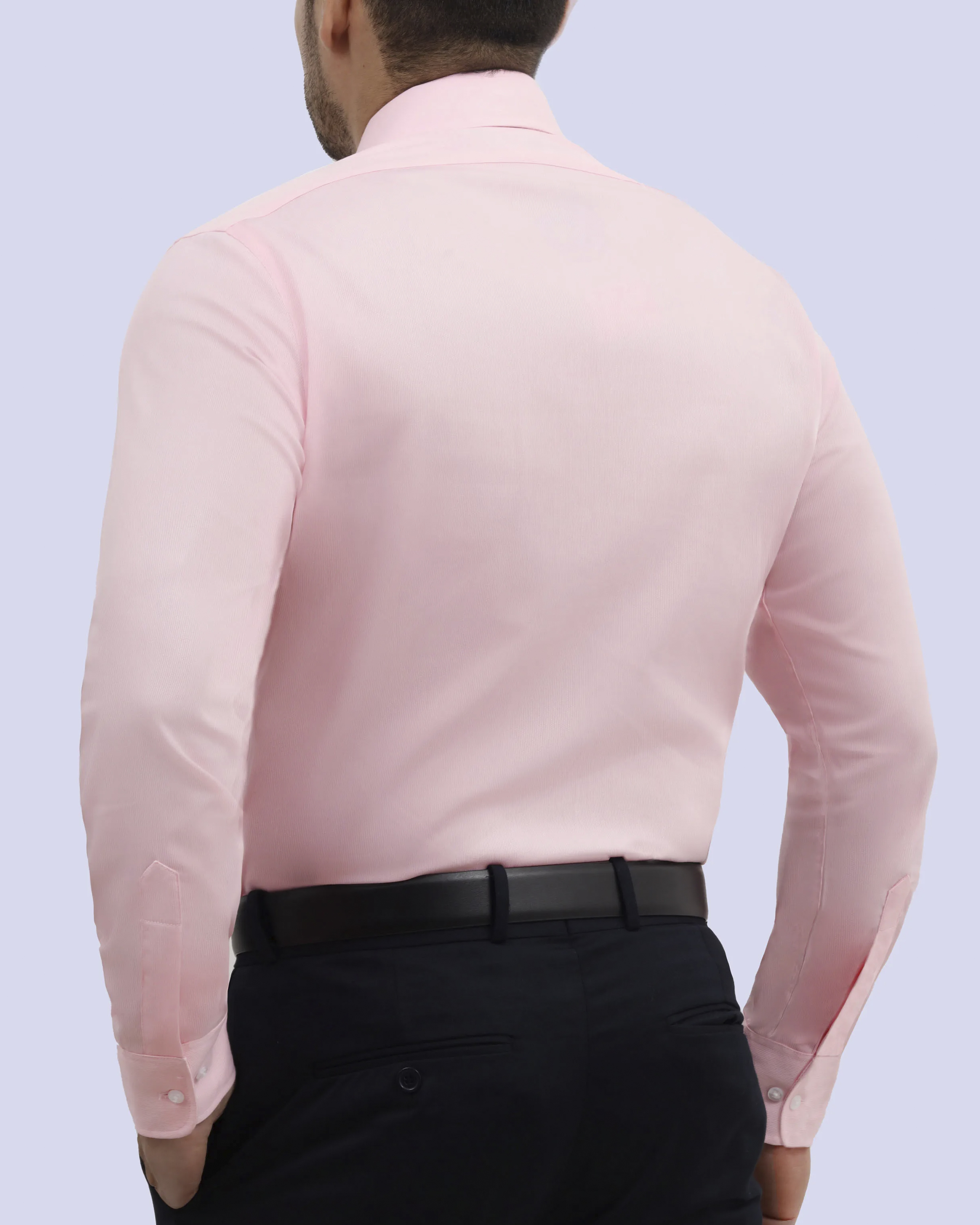 Camisa de vestir lisa slim fit piqué rosada