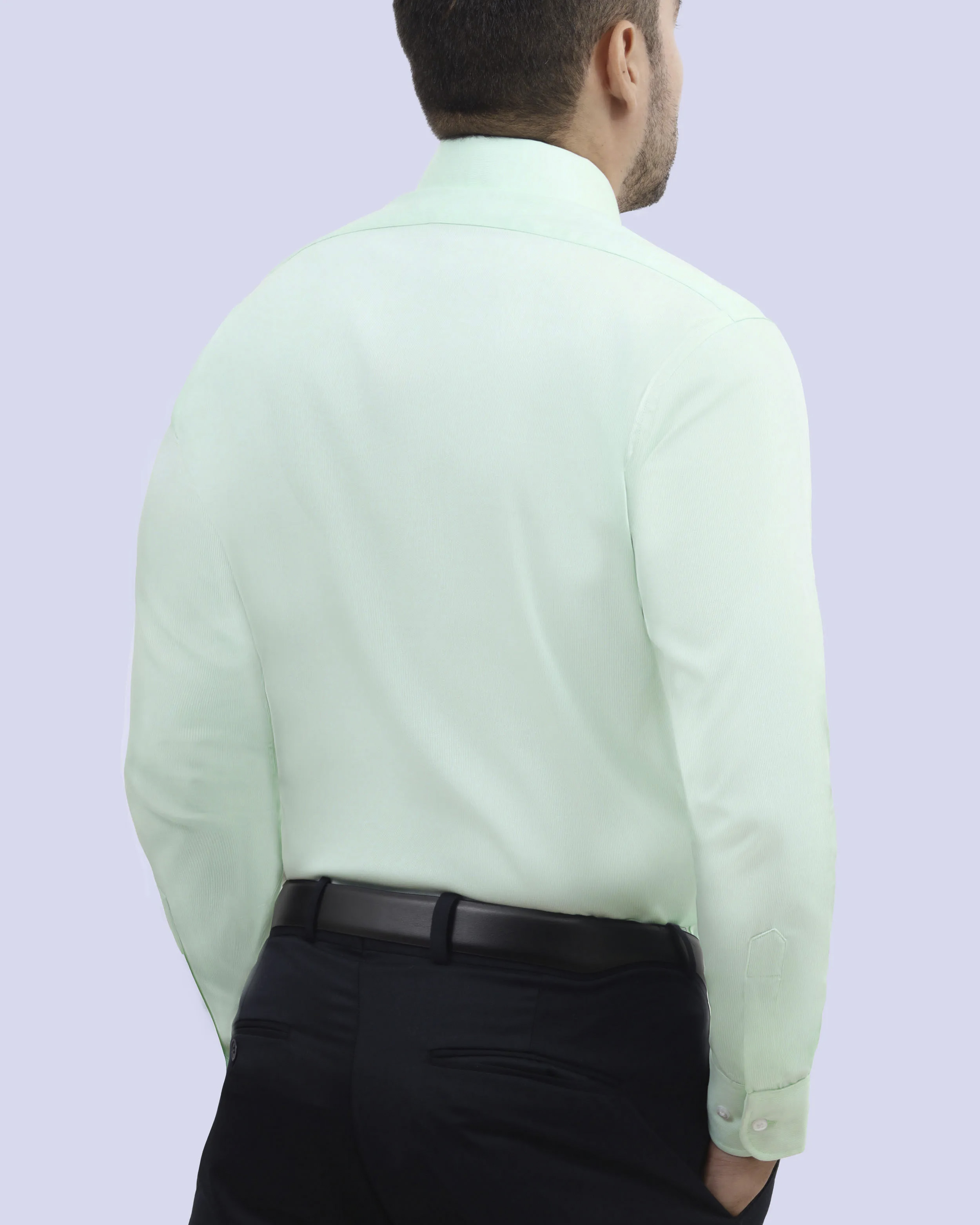 Camisa de vestir piqué verde manga larga