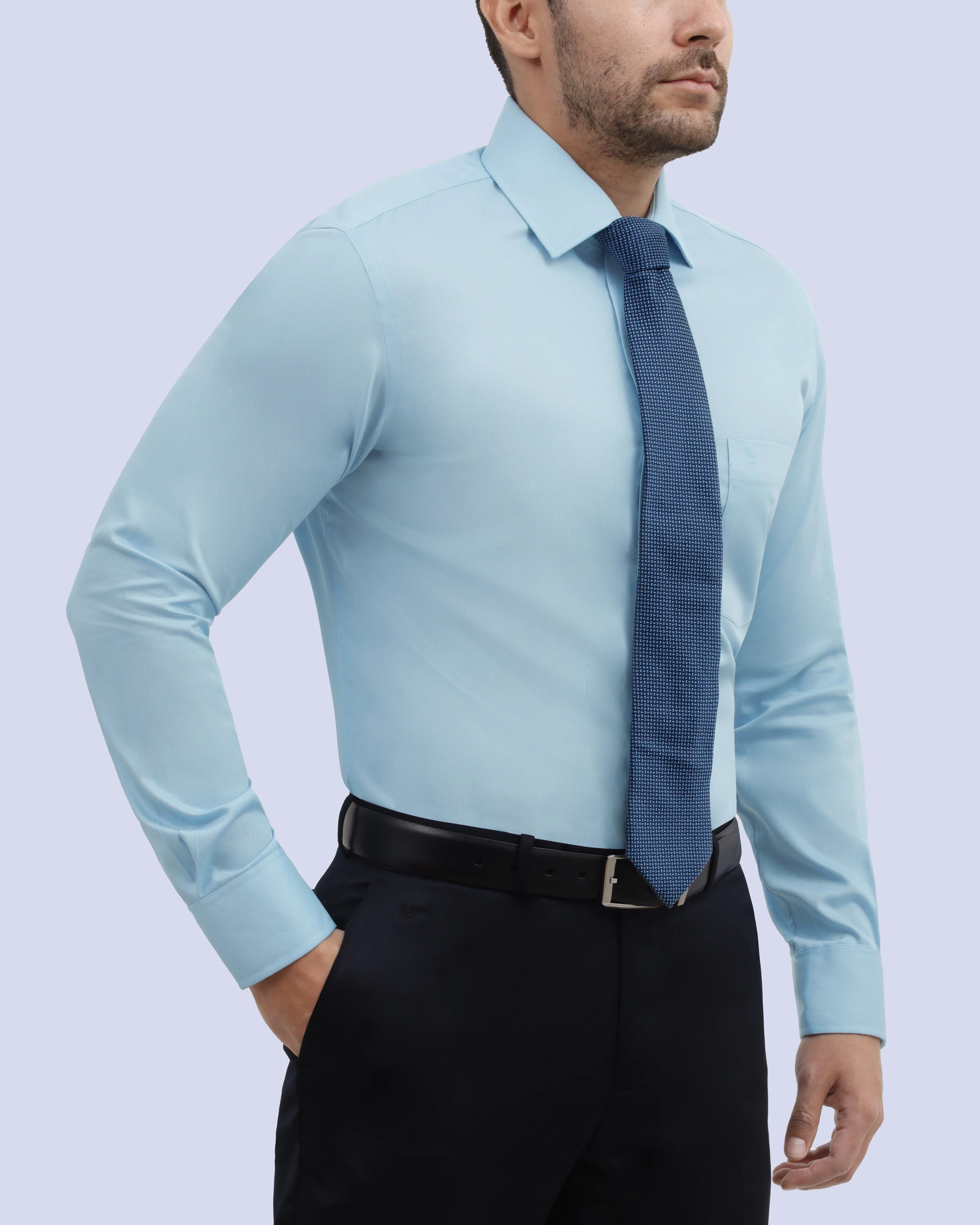 Camisa de vestir lisa slim fit piqué verde